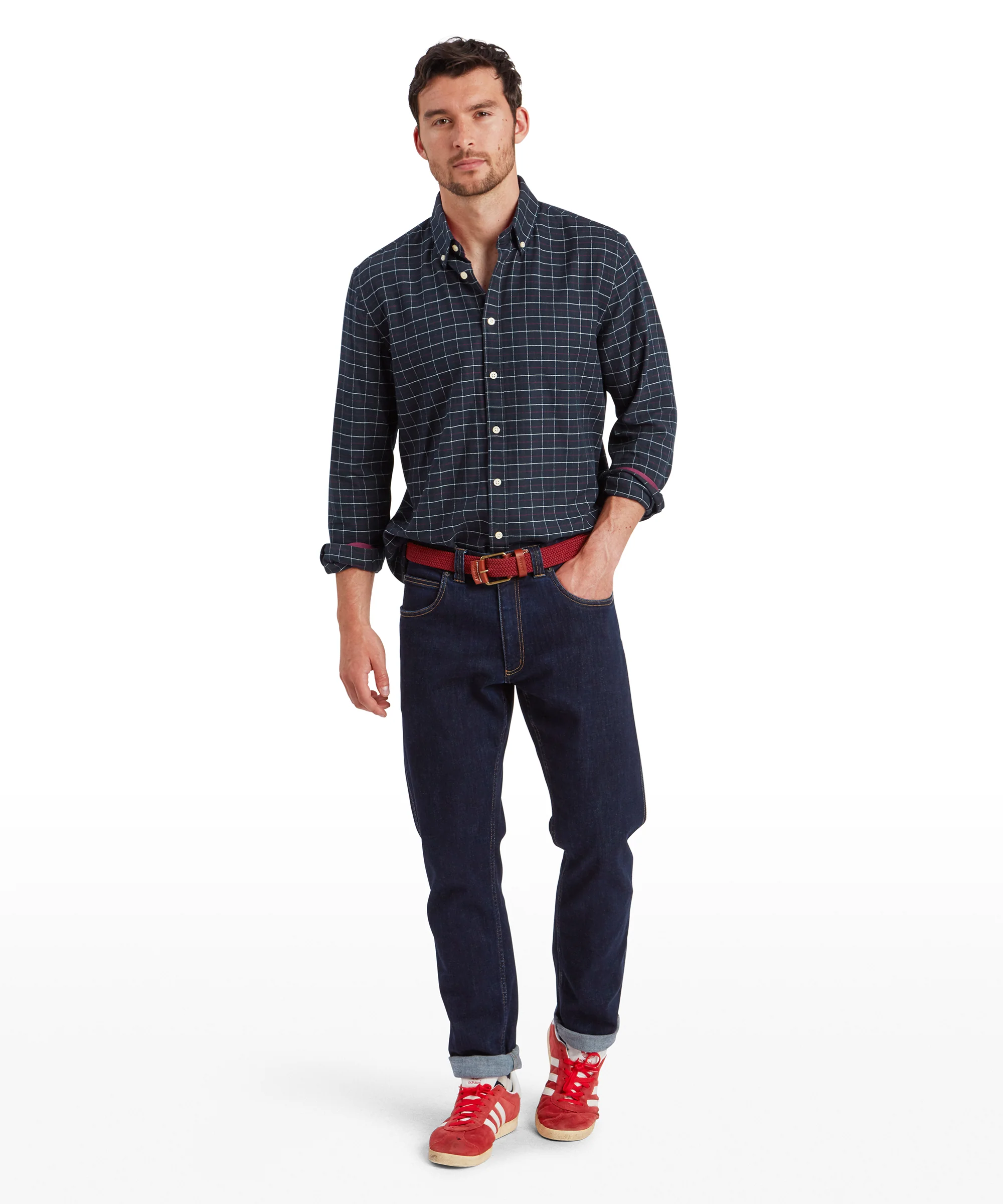 Aldeburgh Tailored Shirt - Navy/Red/Ecru Check - Image 3