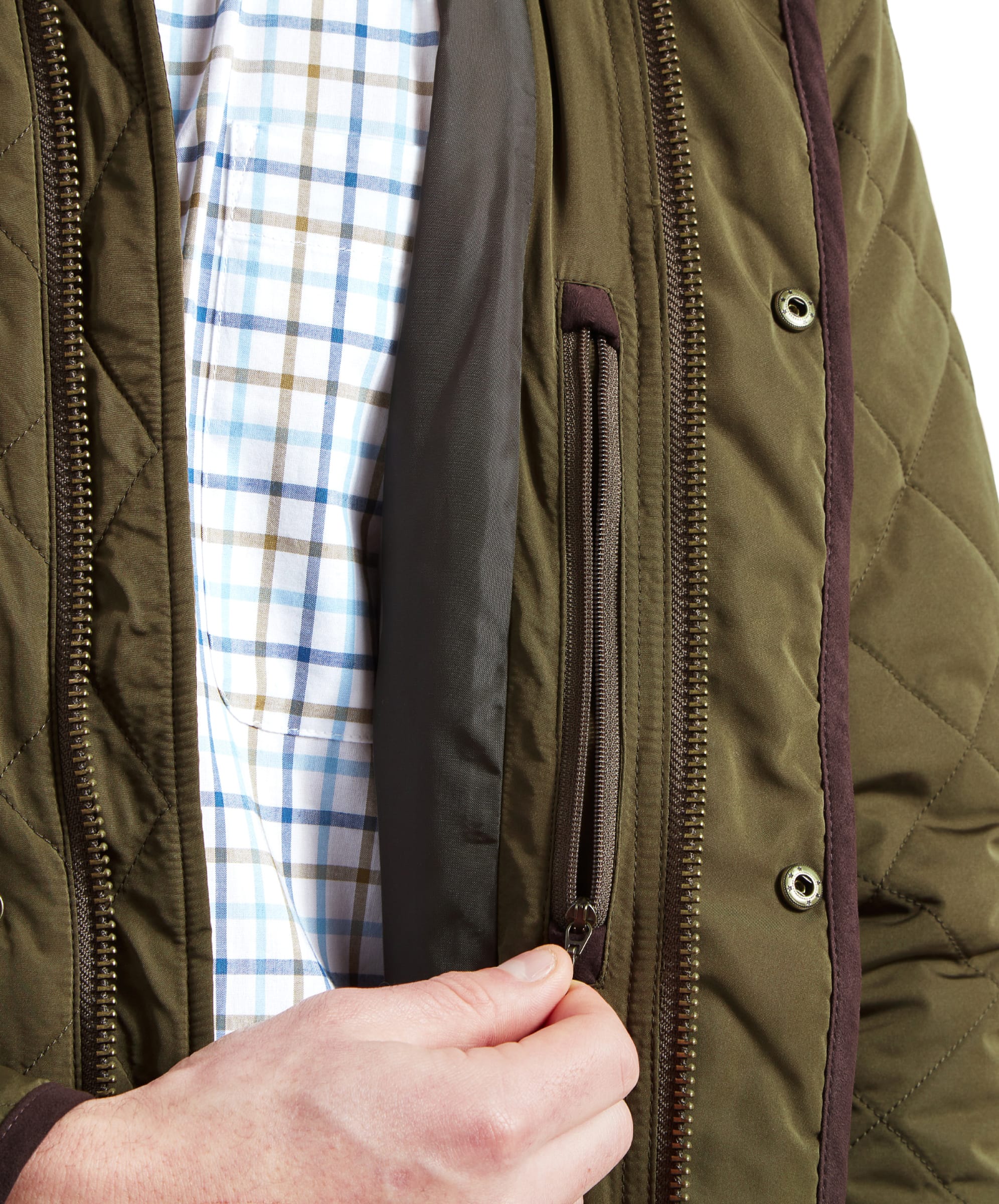 Barrowden Quilt Jacket - Olive - Image 7