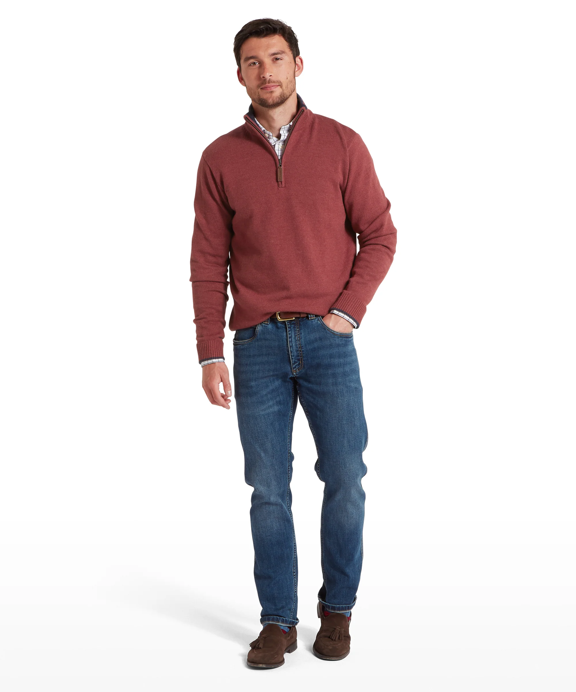 Blair Quarter Zip Jumper - Redwood - Image 3