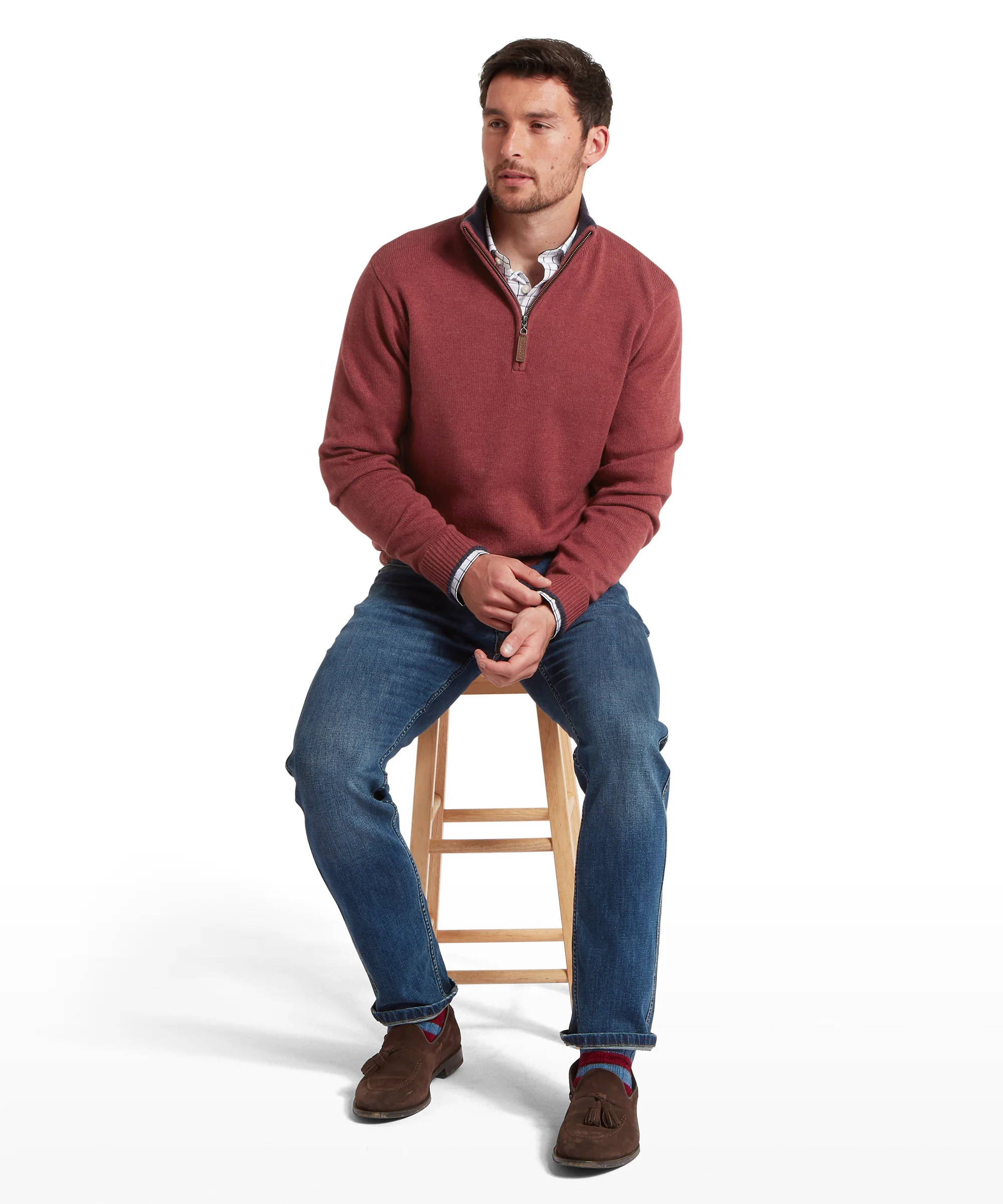 Blair Quarter Zip Jumper - Redwood - Image 7
