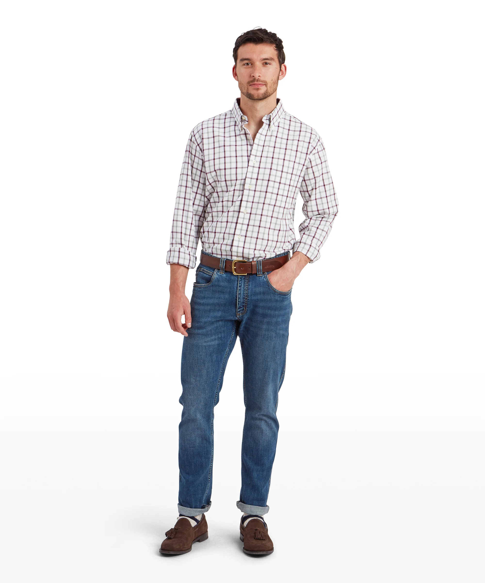 Brancaster Classic Shirt - Wine Check - Image 3