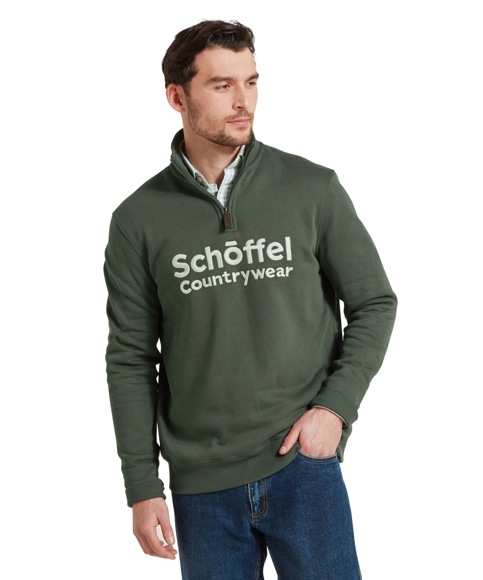 Bude Quarter Zip Sweatshirt - Dark Forest - Image 2