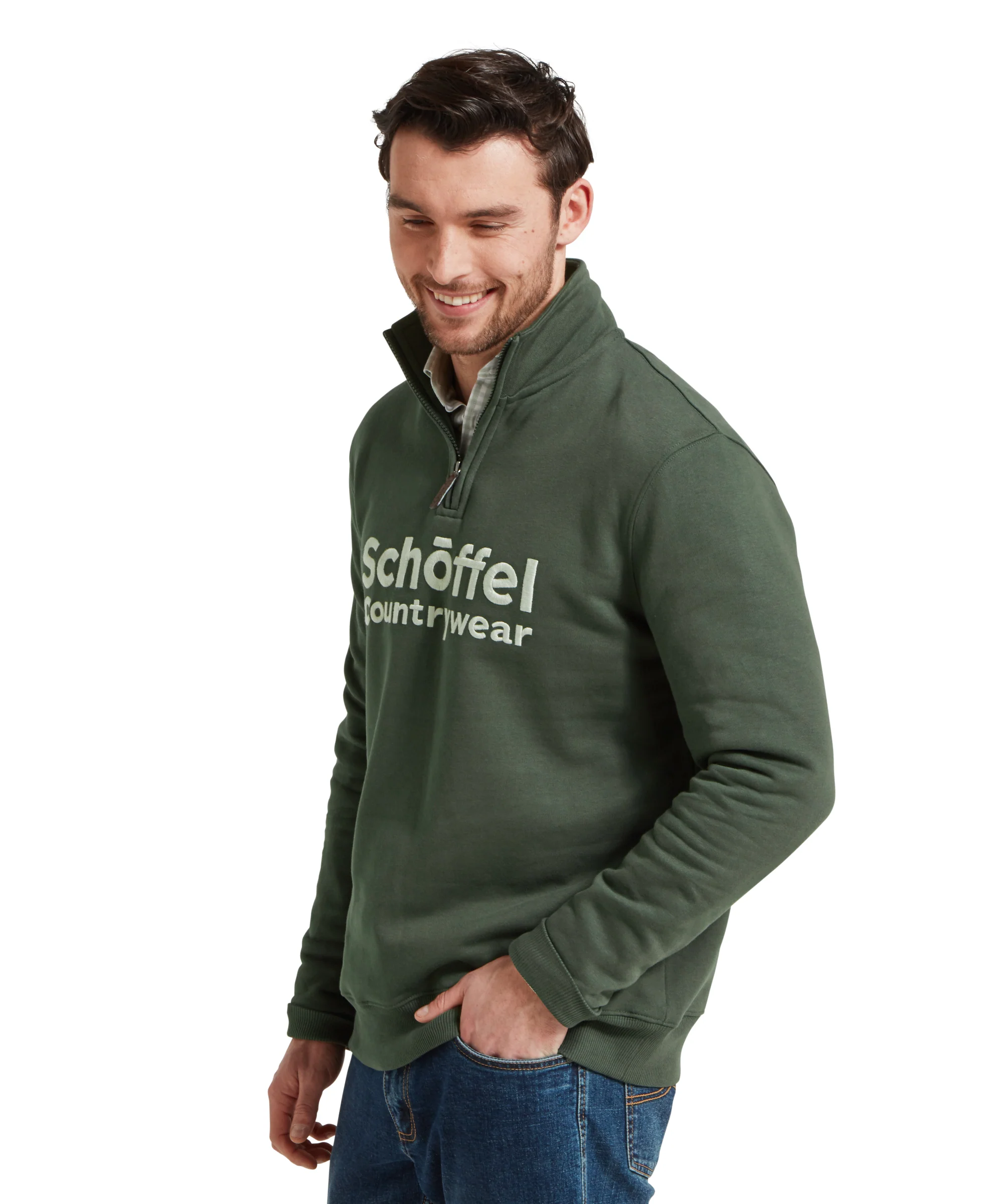 Bude Quarter Zip Sweatshirt - Dark Forest - Image 4