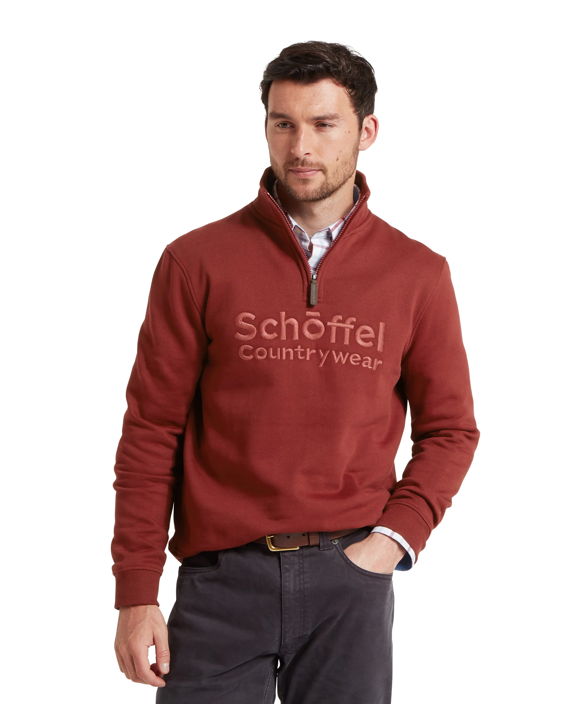 Bude Quarter Zip Sweatshirt - Redwood - Image 2