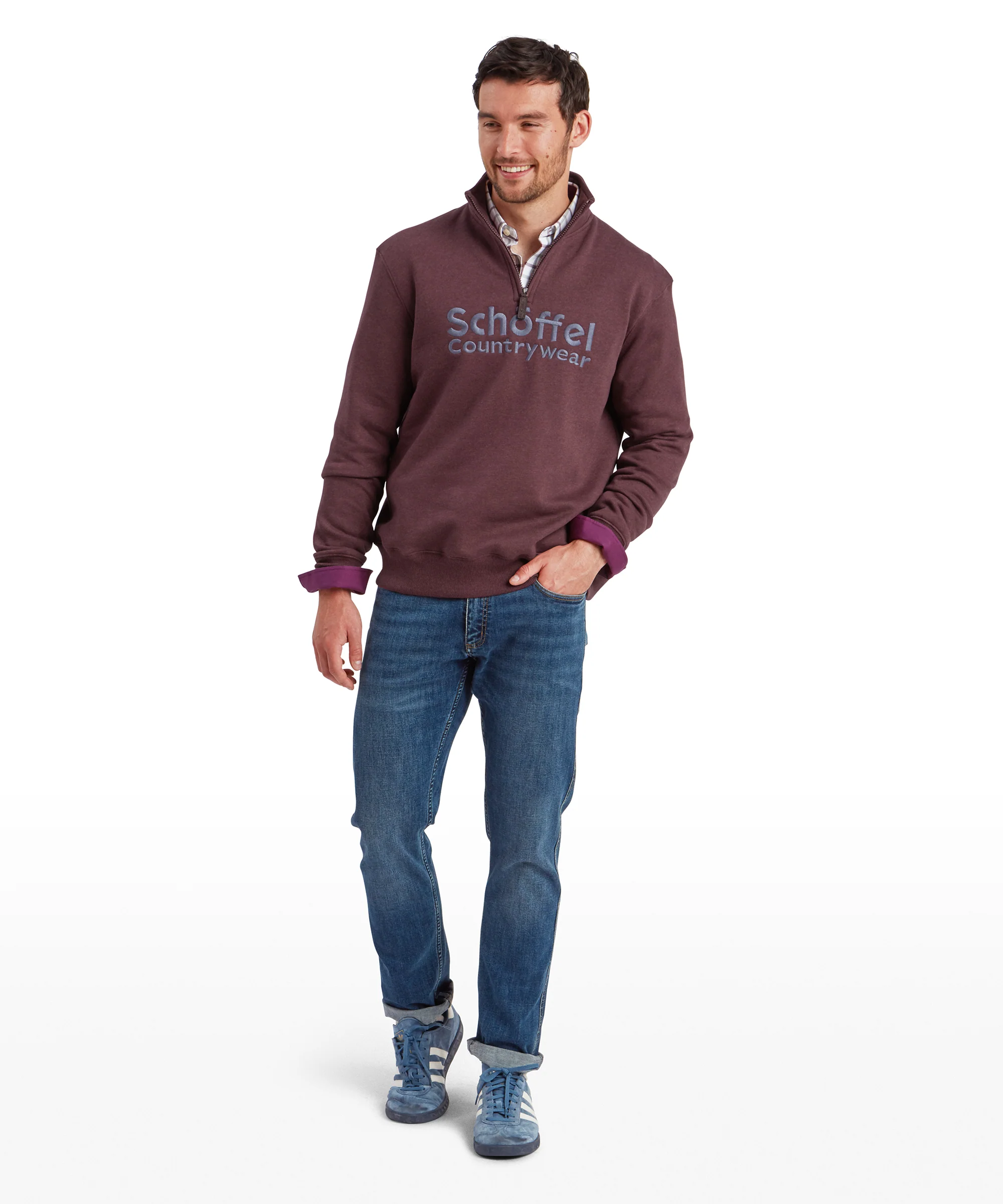 Bude Quarter Zip Sweatshirt - Wine Marl - Image 3