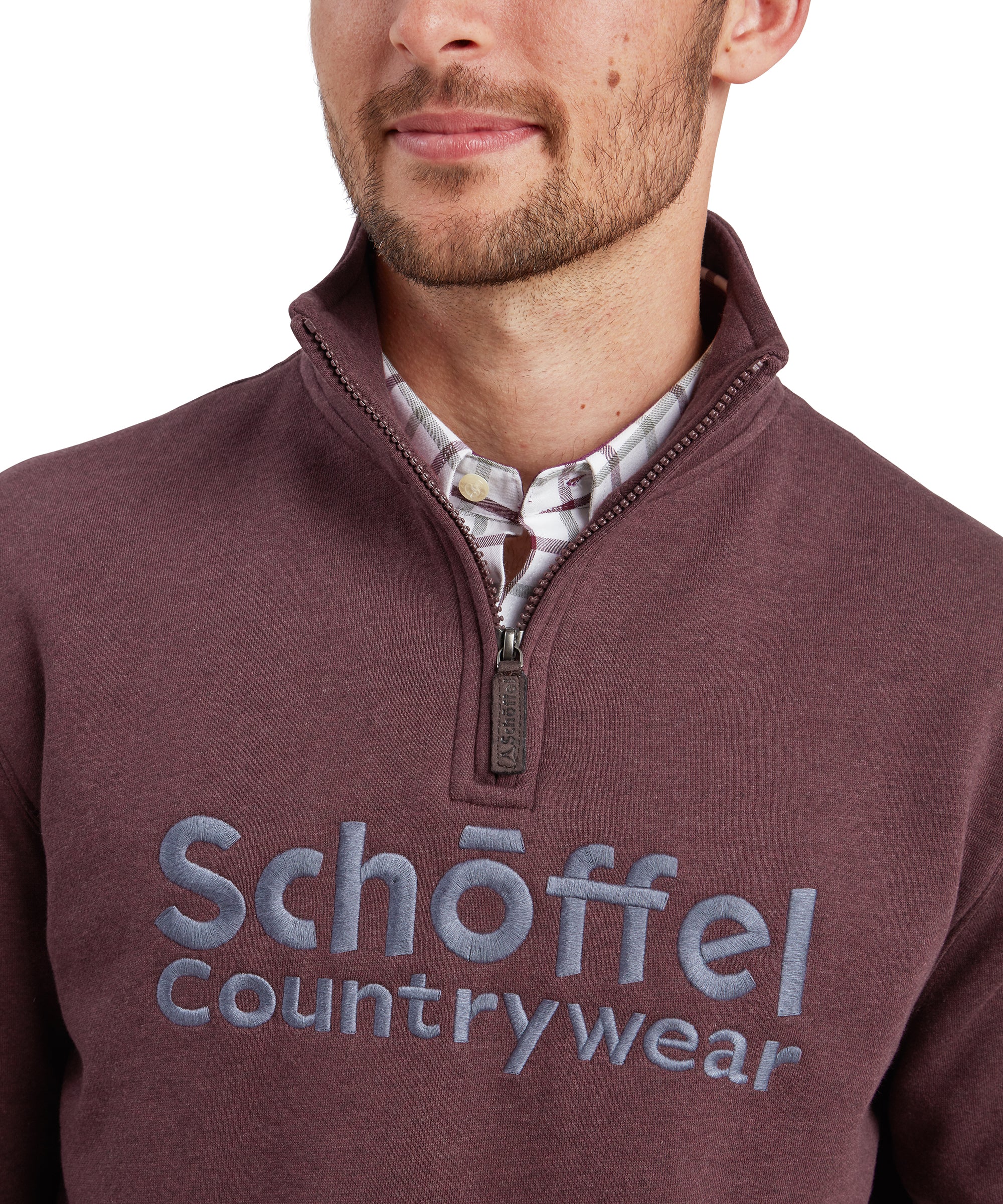 Bude Quarter Zip Sweatshirt - Wine Marl - Image 6