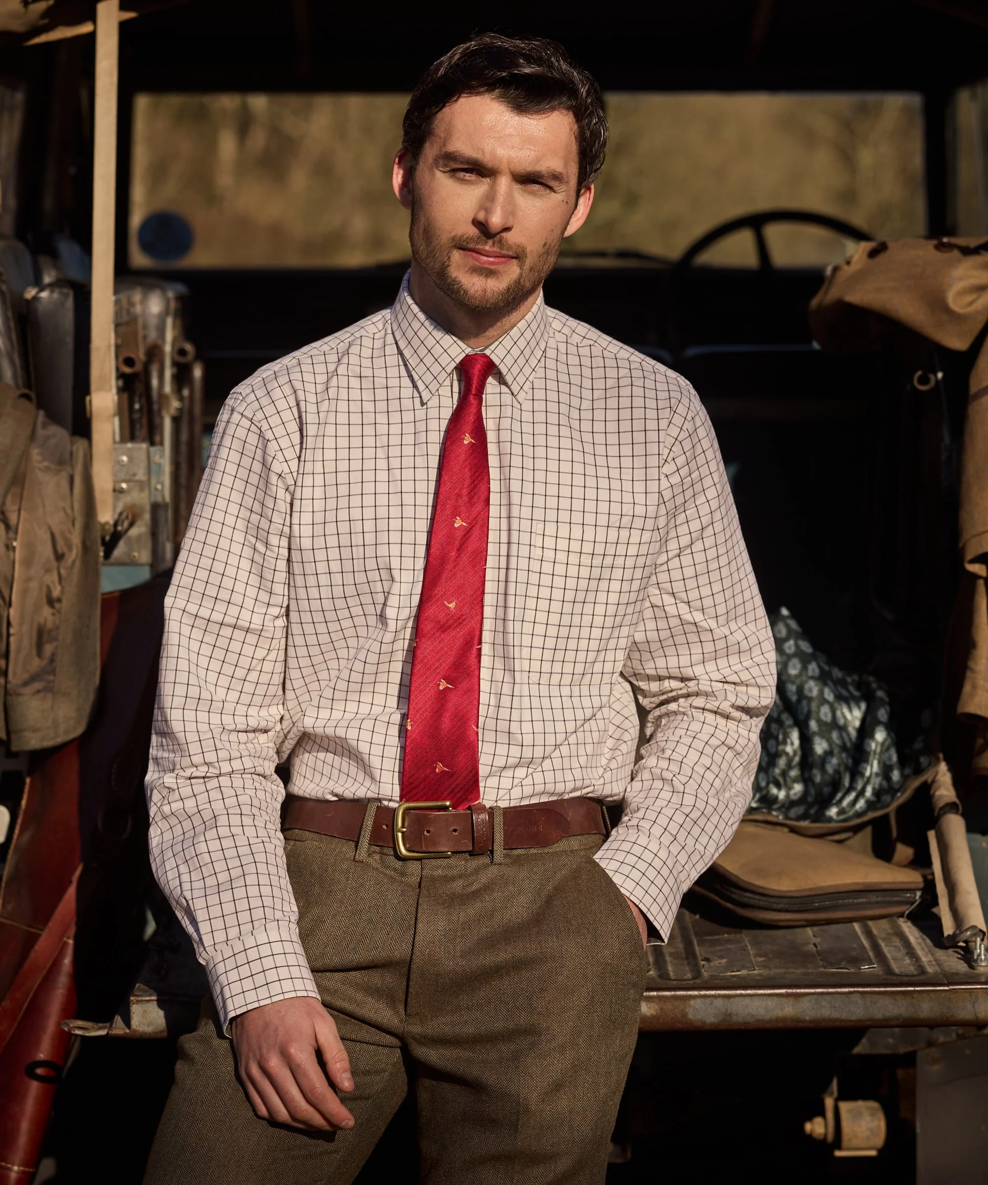 Burnham Tattersall Classic Shirt - Dark Olive Tattersall - Image 2