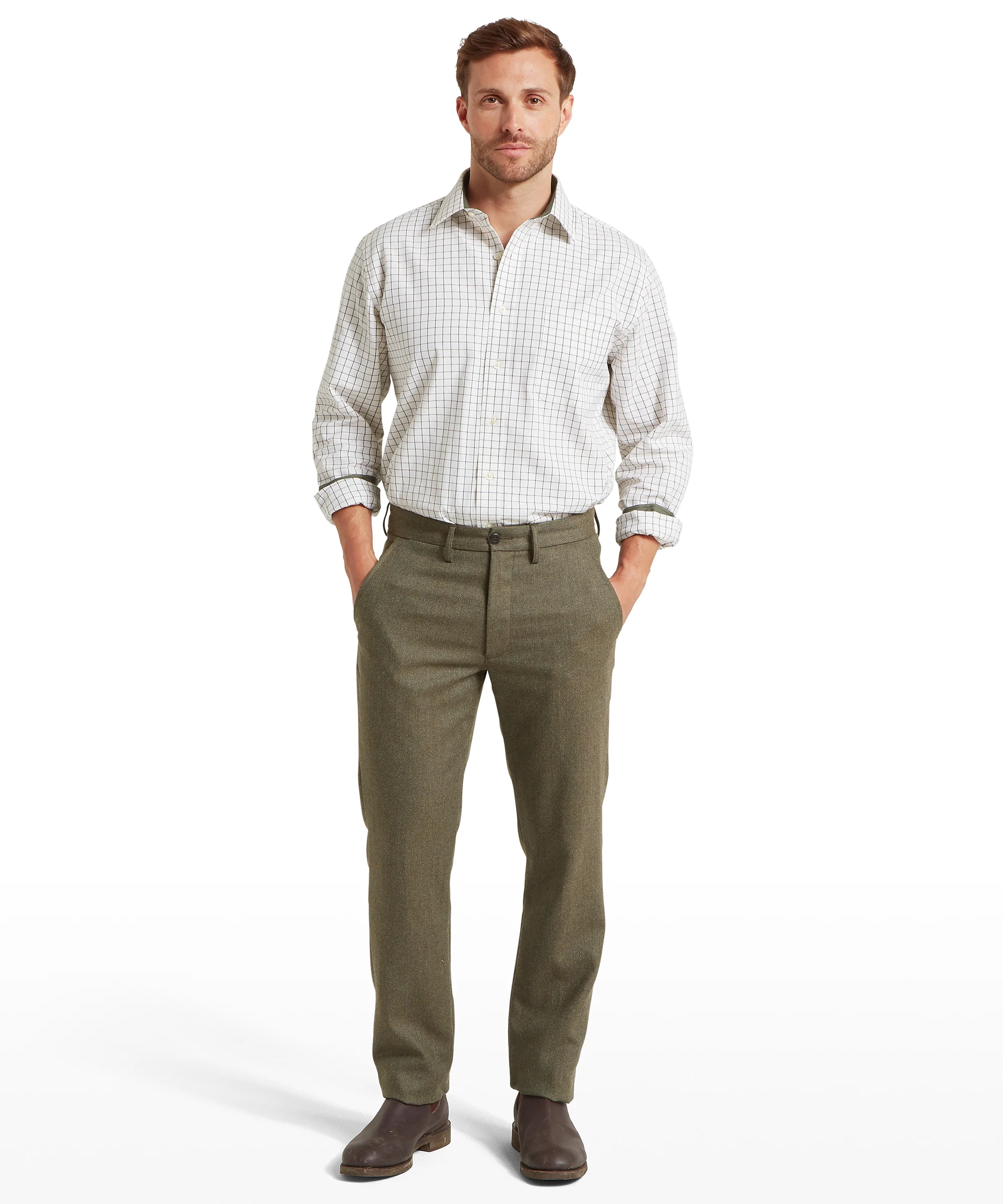 Burnham Tattersall Classic Shirt - Dark Olive Tattersall - Image 4