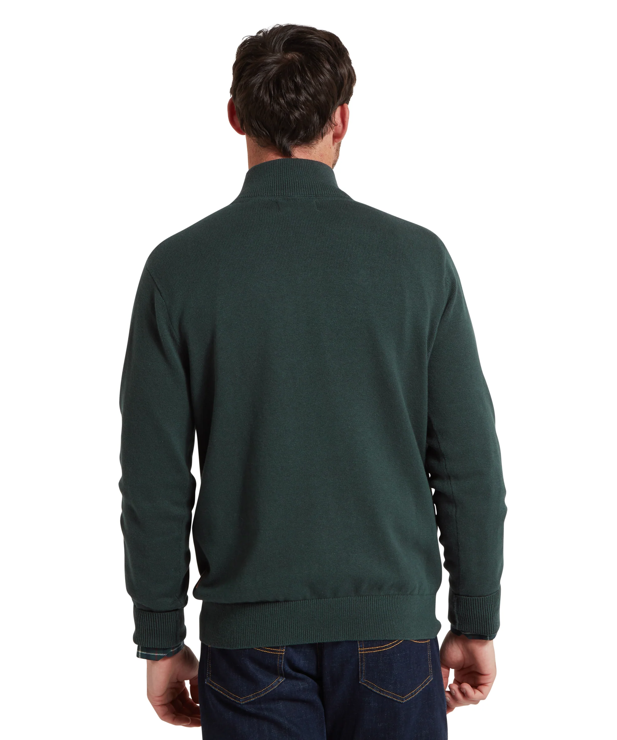 Calton Cotton Cashmere Quarter Zip Jumper - Botanical Green - Image 5