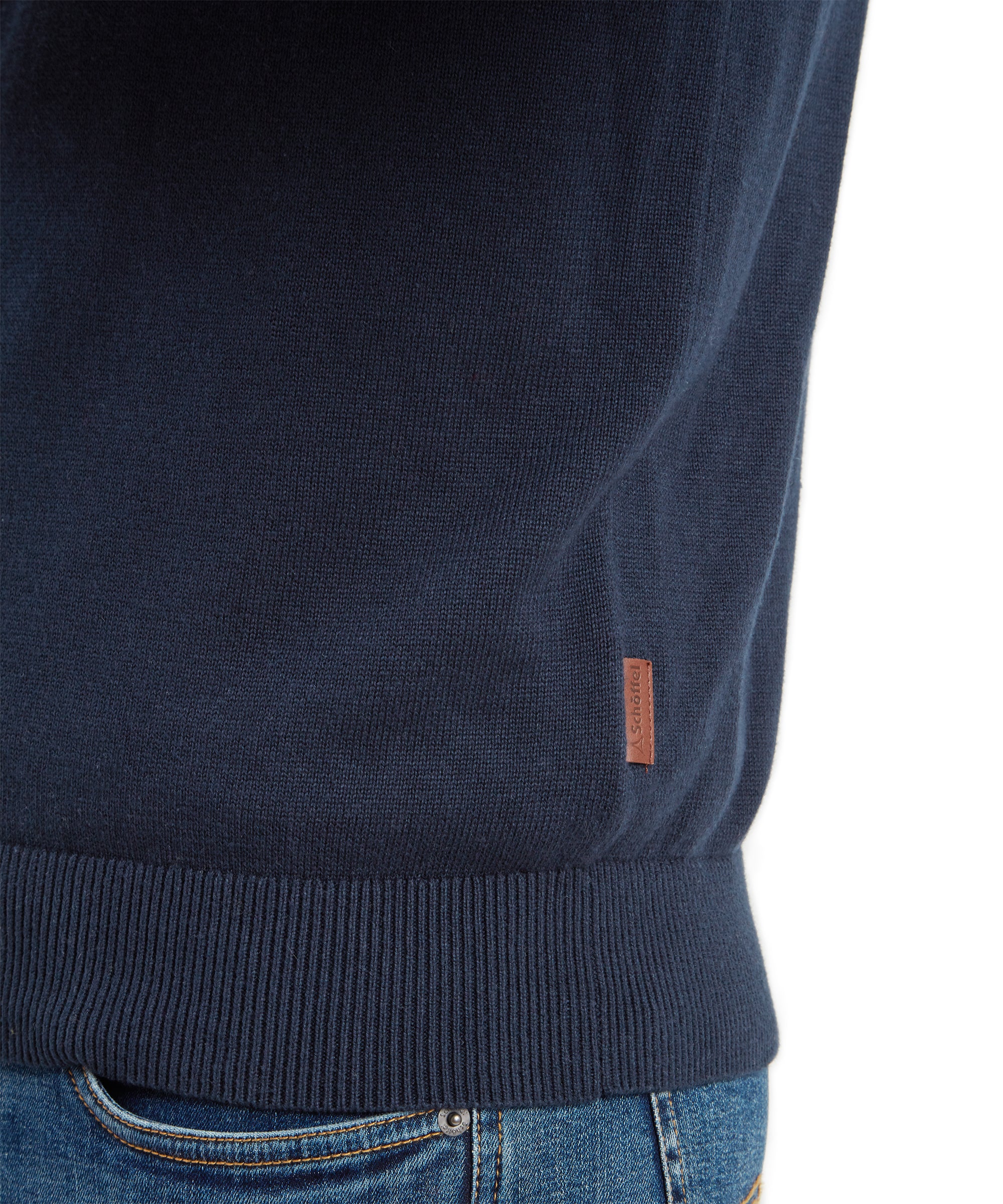 Calton Cotton Cashmere Quarter Zip Jumper - Petrol Blue - Image 2