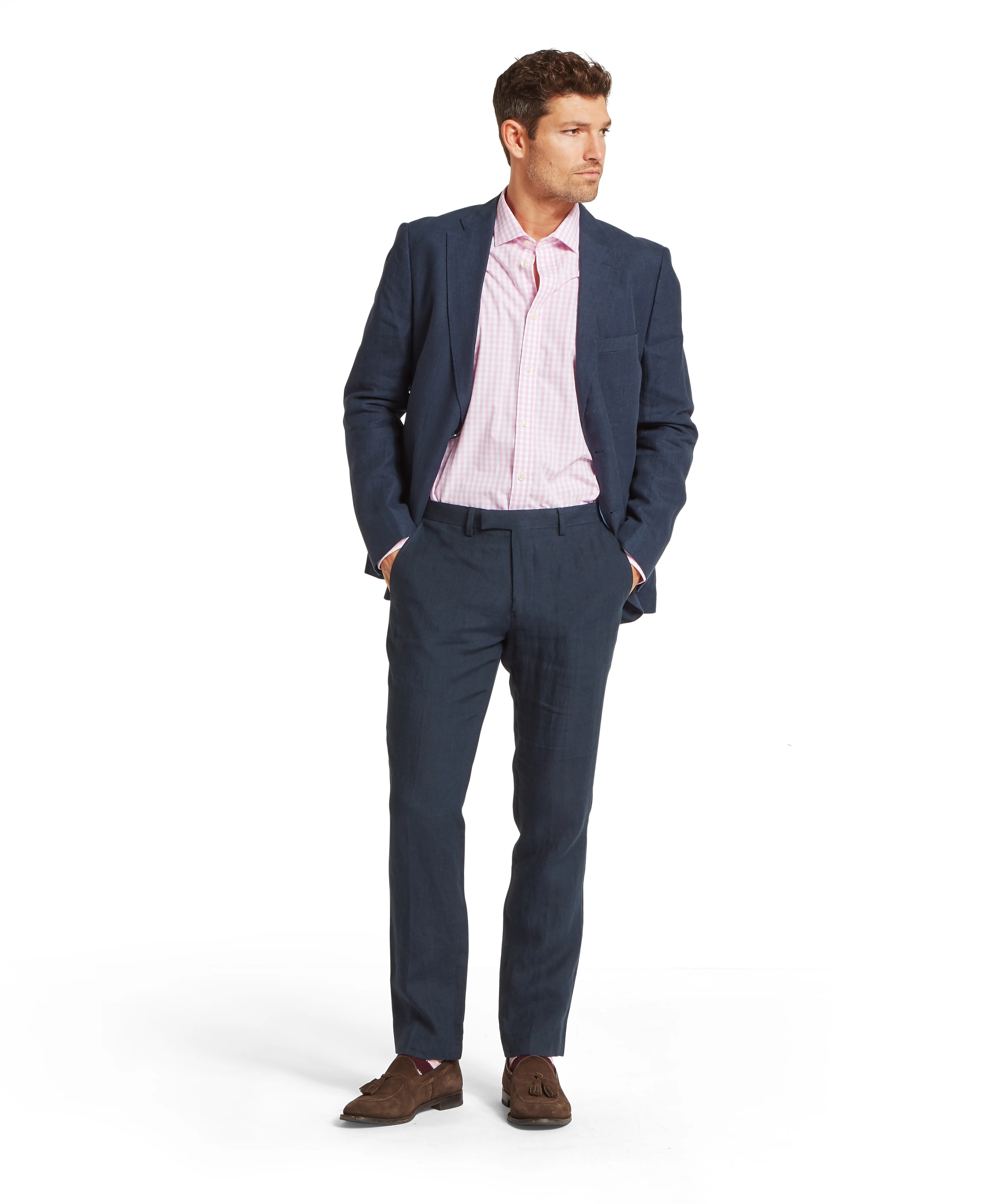 Chilham Linen Trousers - Navy - Image 3