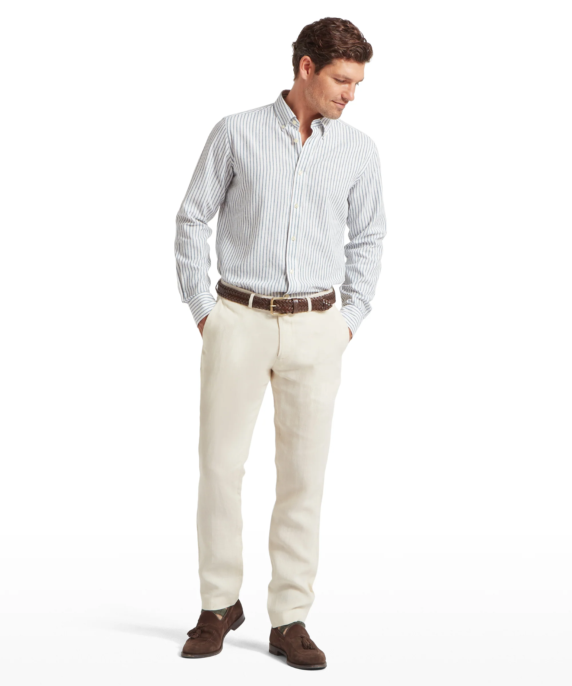 Chilham Linen Trousers - Oat - Image 3
