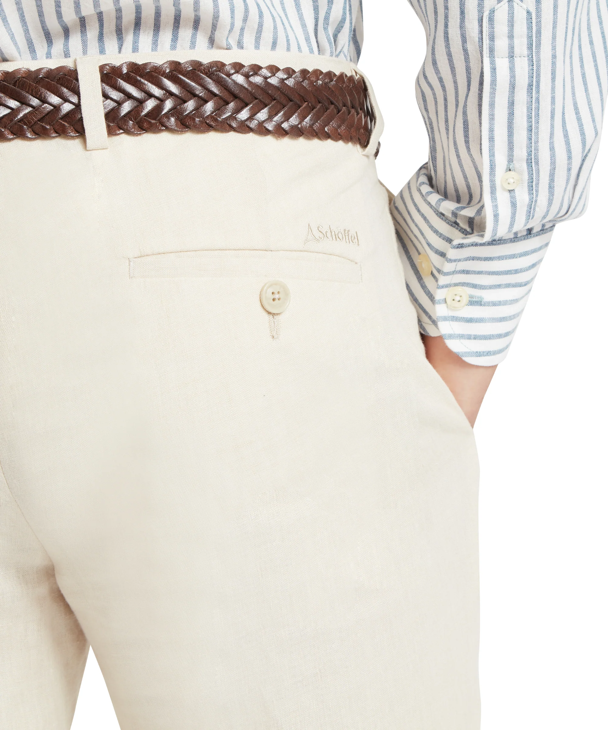 Chilham Linen Trousers - Oat - Image 6