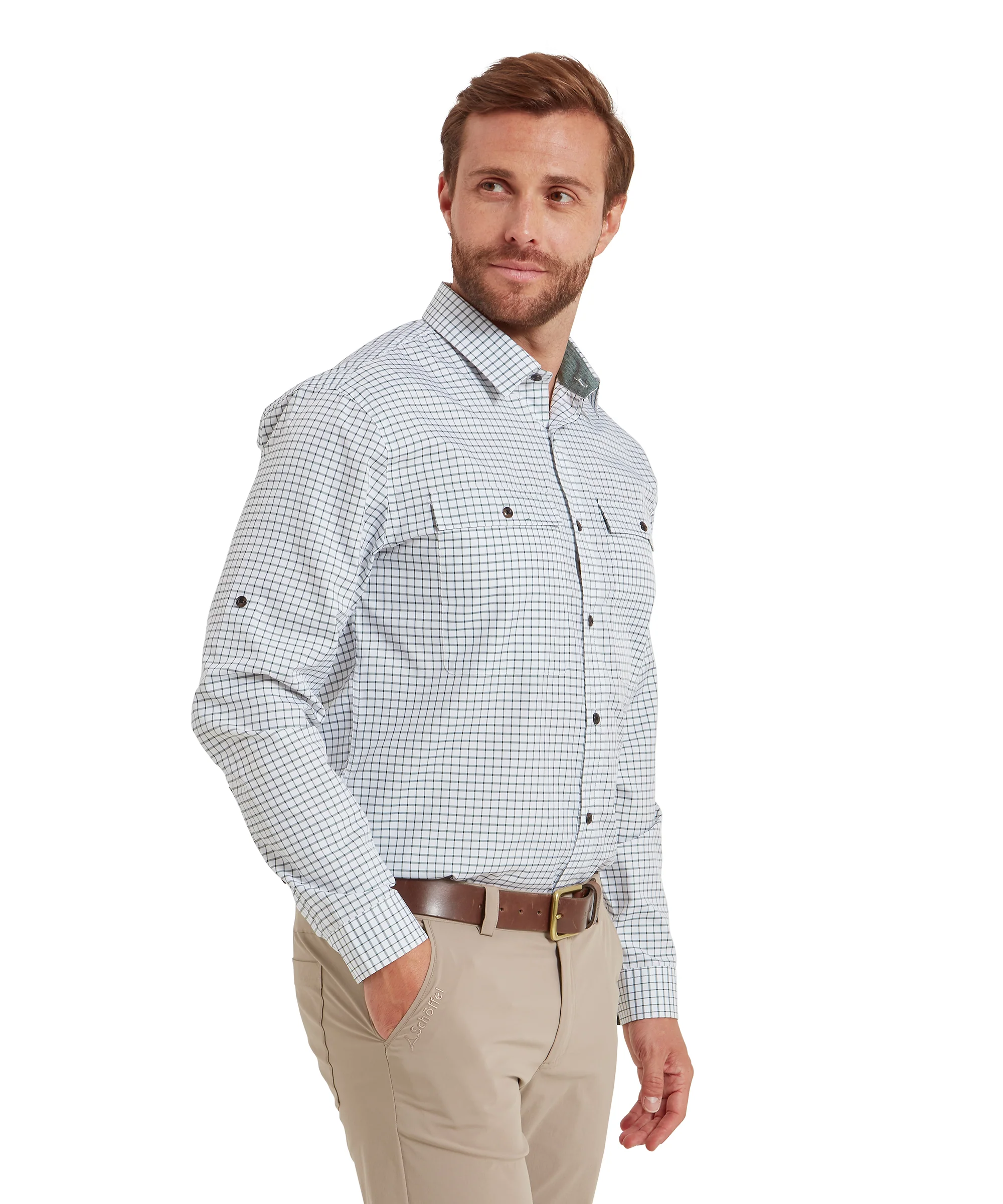 Findhorn Technical Fishing Shirt - Dark Olive Check - Image 4