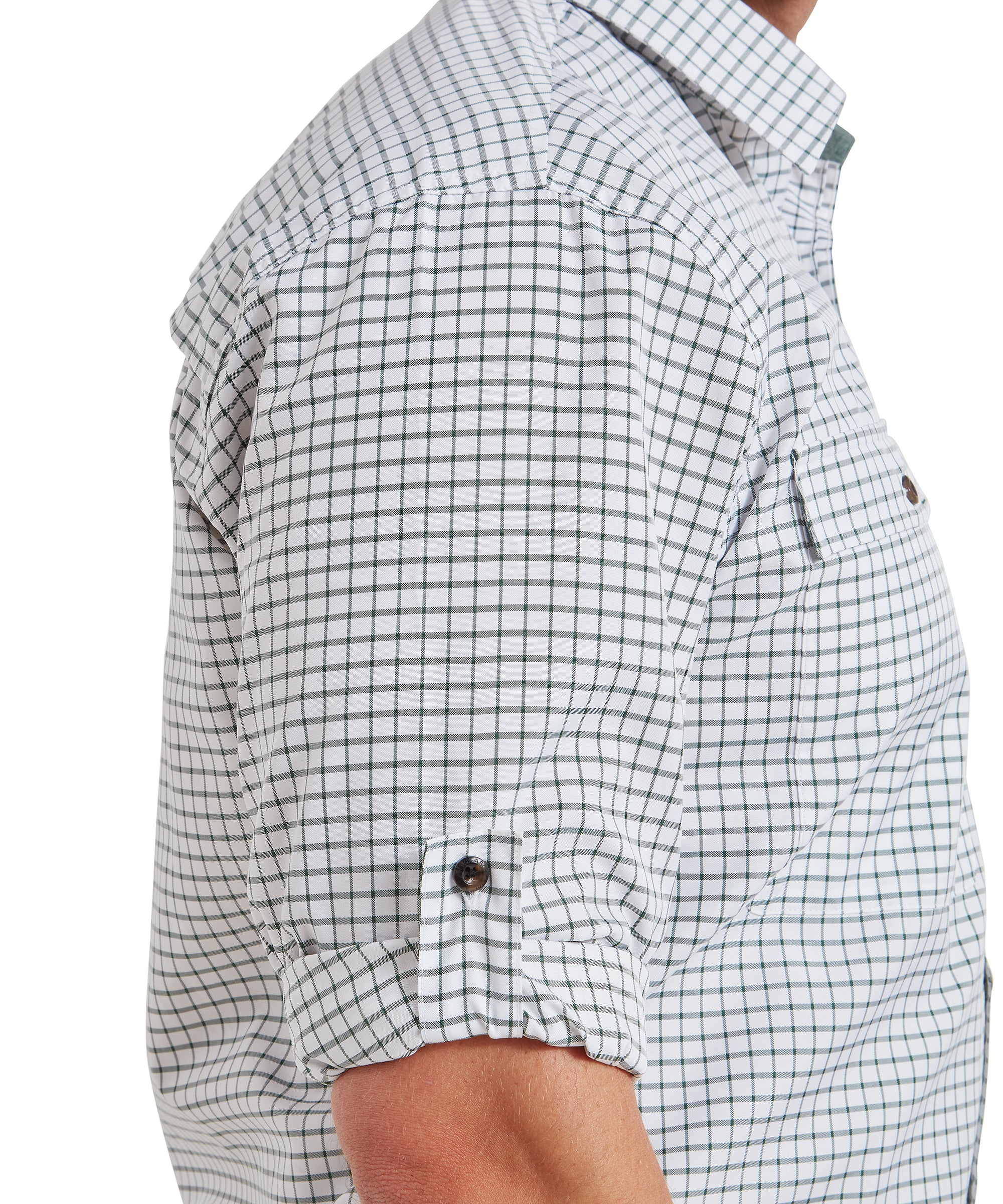 Findhorn Technical Fishing Shirt - Dark Olive Check - Image 6