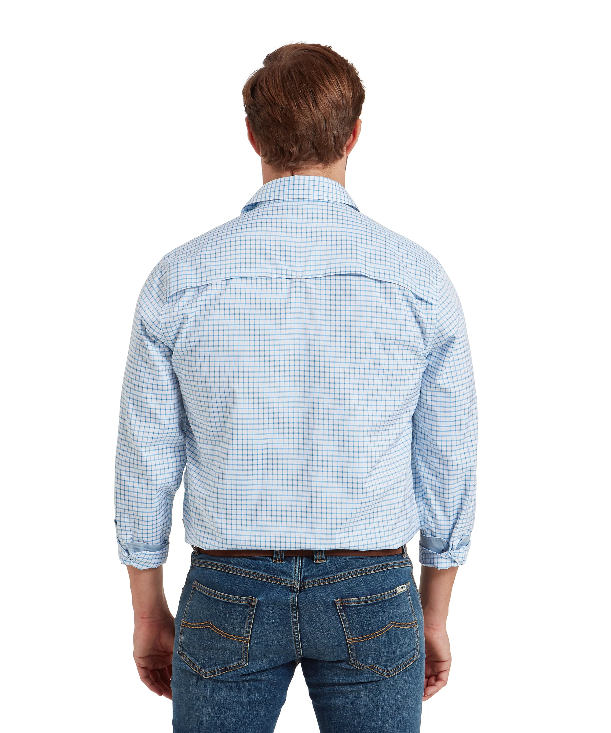 Findhorn Technical Fishing Shirt - Mykonos Blue Check - Image 4