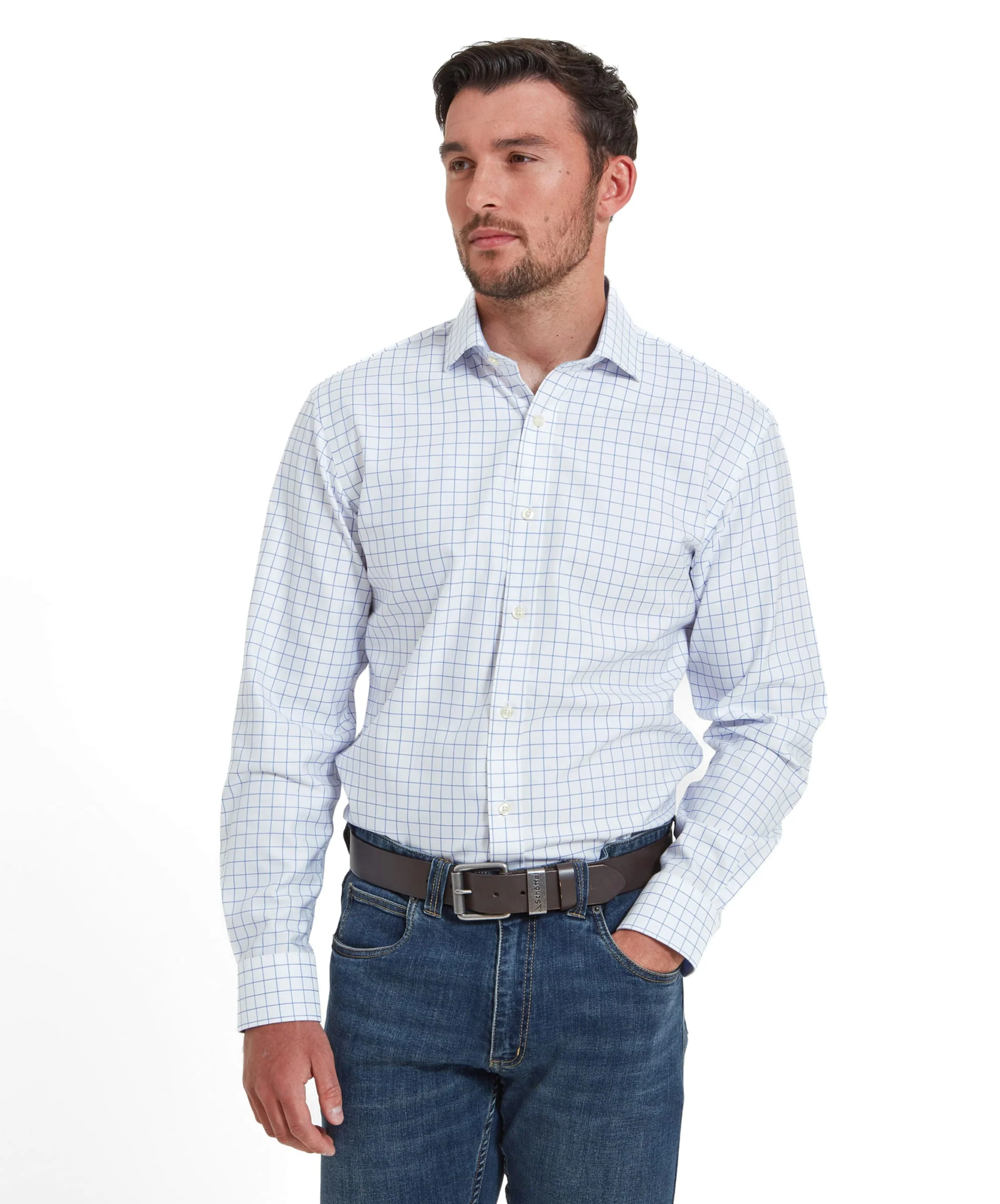 Greenwich Tailored Shirt - Light Blue Check - Image 2