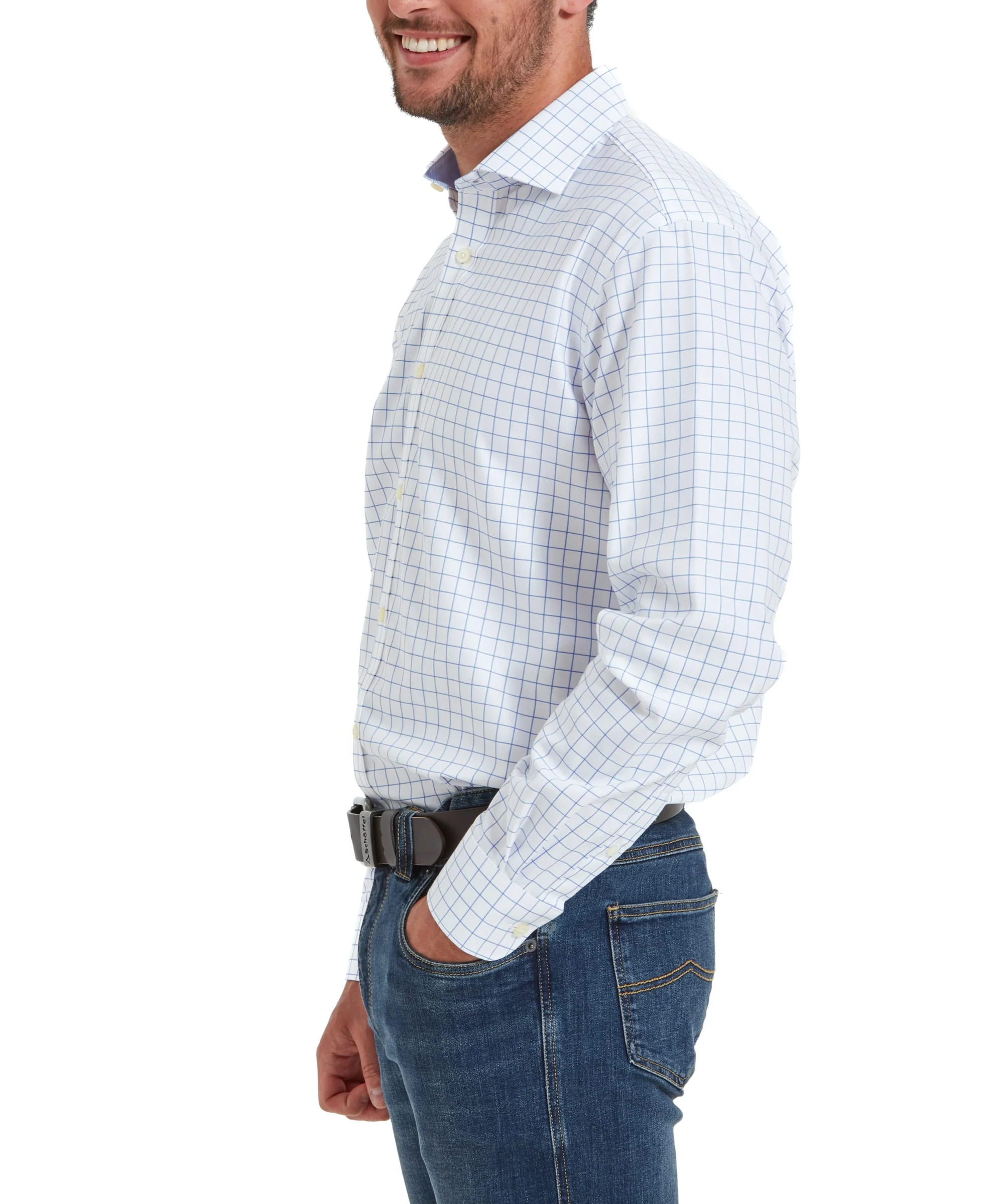 Greenwich Tailored Shirt - Light Blue Check - Image 3