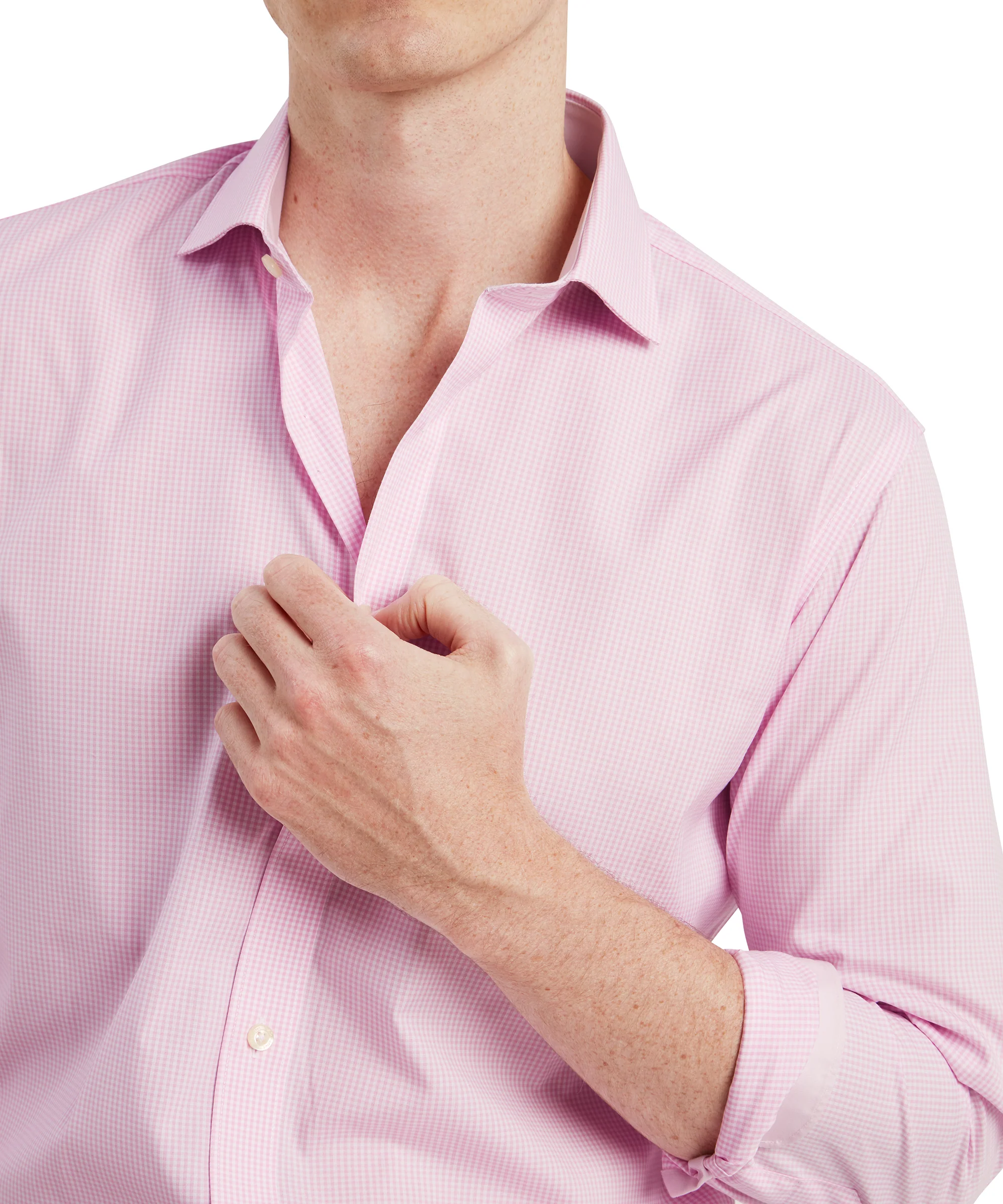 Greenwich Tailored Shirt - Light Pink Micro Check - Image 6