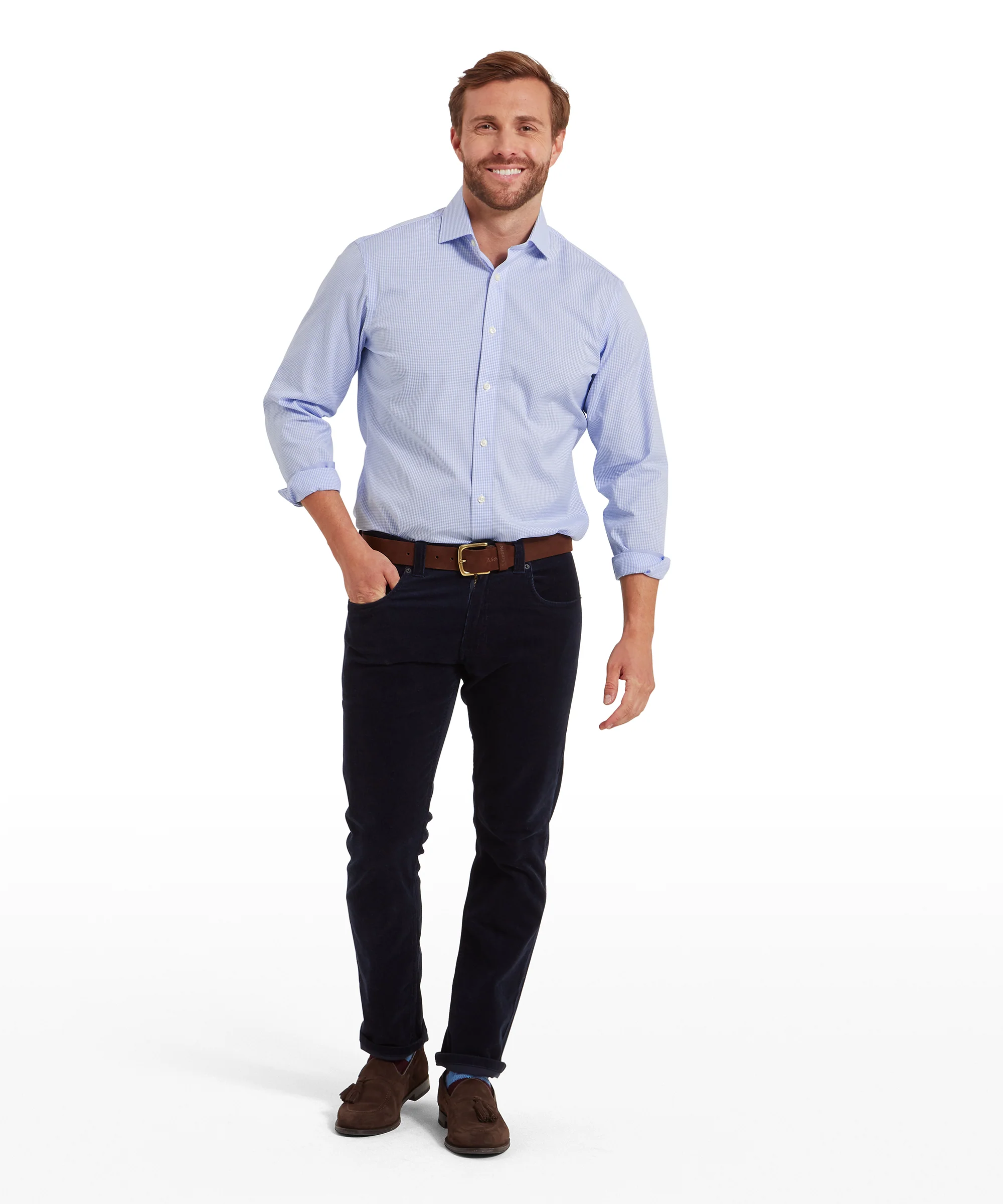 Greenwich Tailored Shirt - Micro Lt Blue Check - Image 3