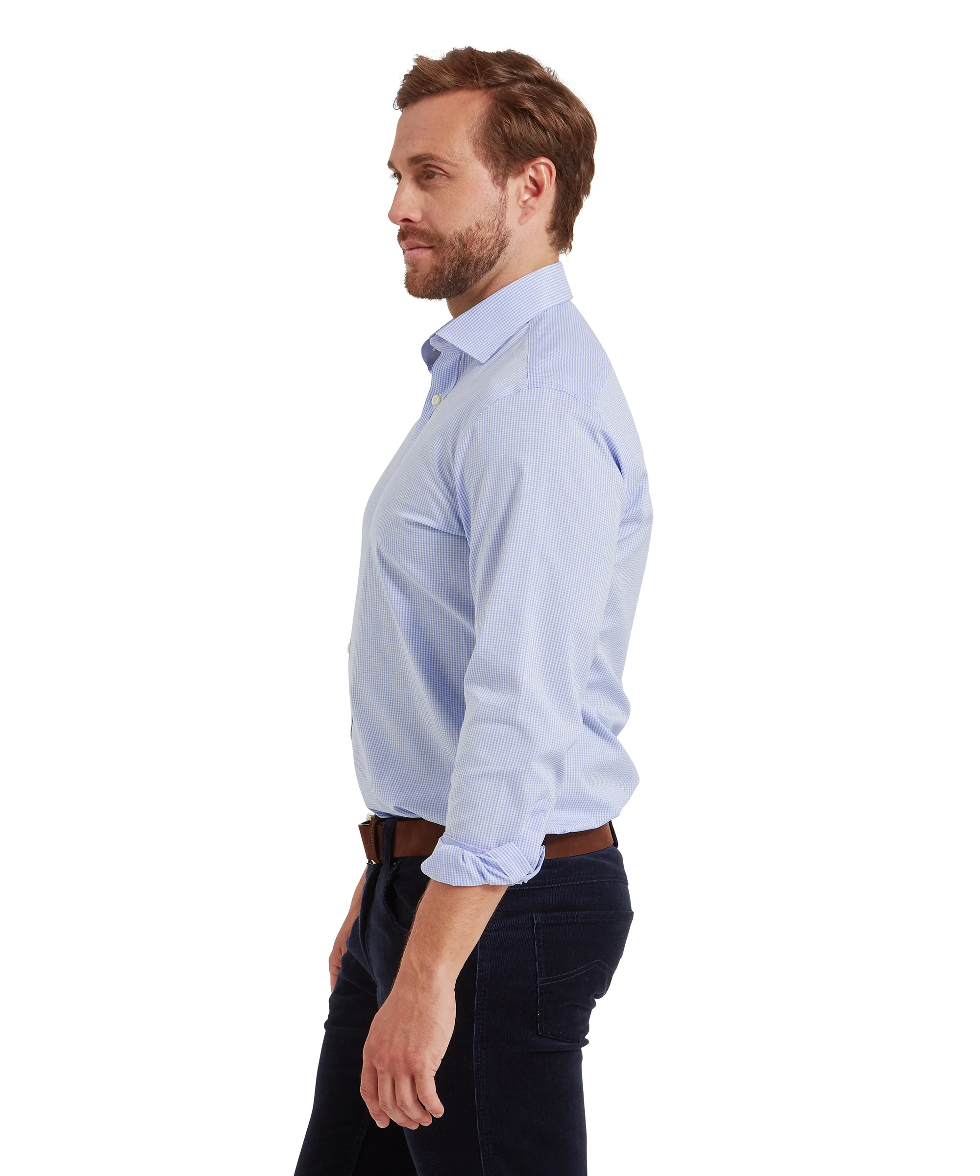 Greenwich Tailored Shirt - Micro Lt Blue Check - Image 4