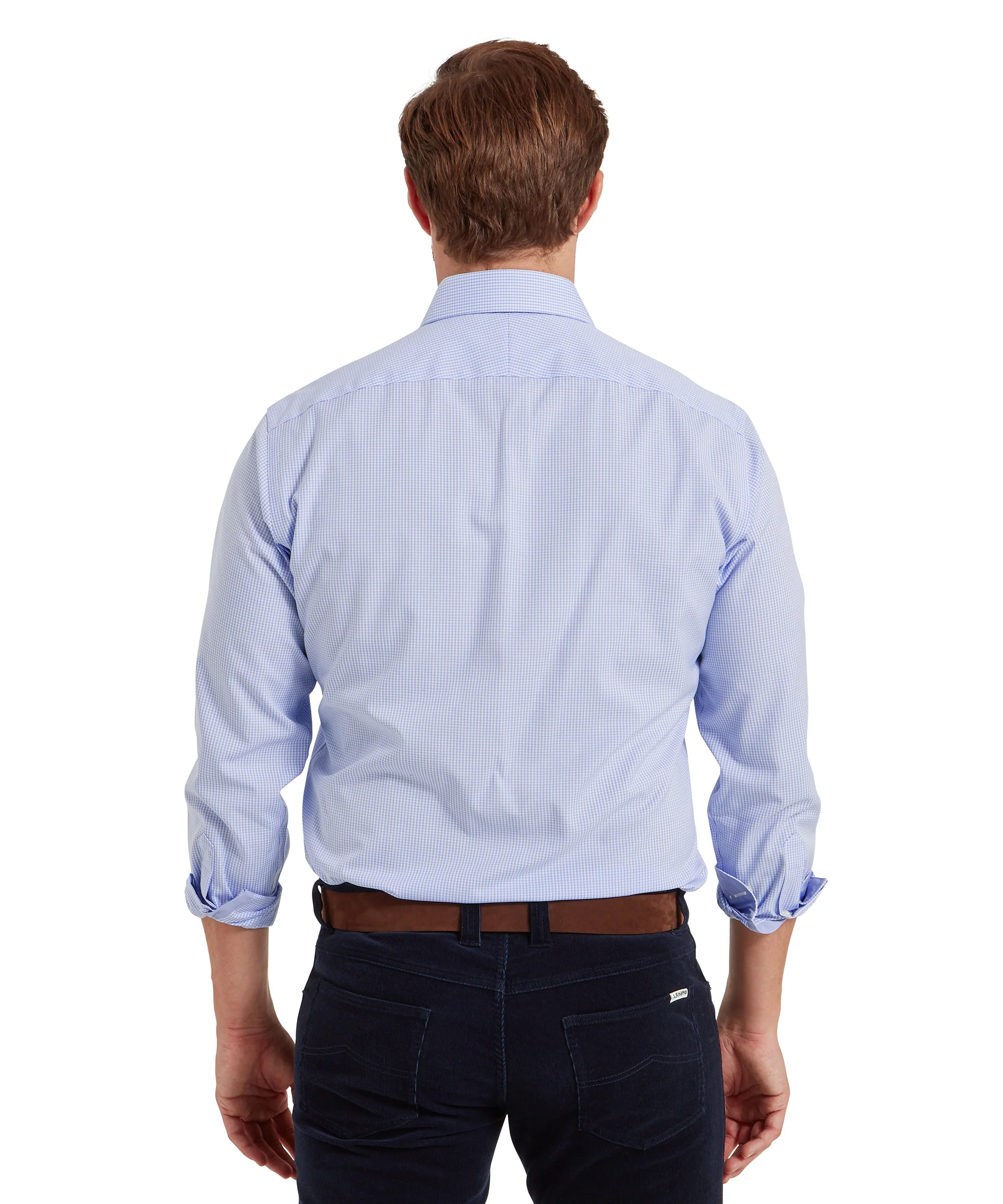 Greenwich Tailored Shirt - Micro Lt Blue Check - Image 5