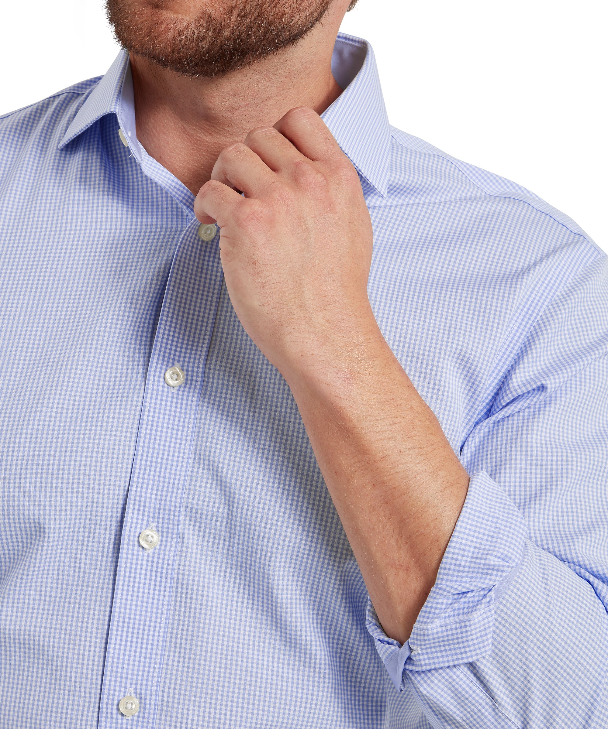 Greenwich Tailored Shirt - Micro Lt Blue Check - Image 6