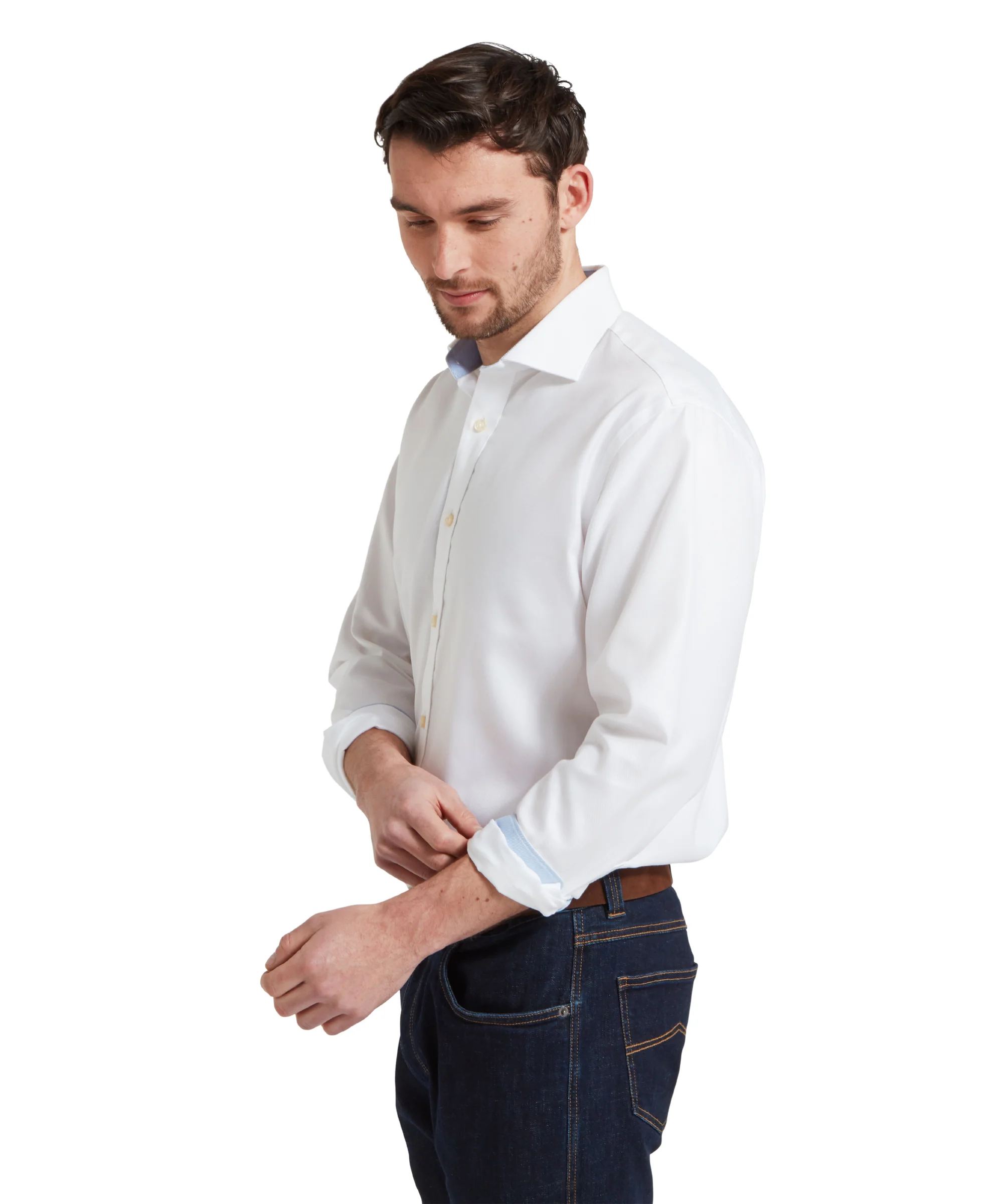 Greenwich Tailored Shirt - White Diagonal - Image 4