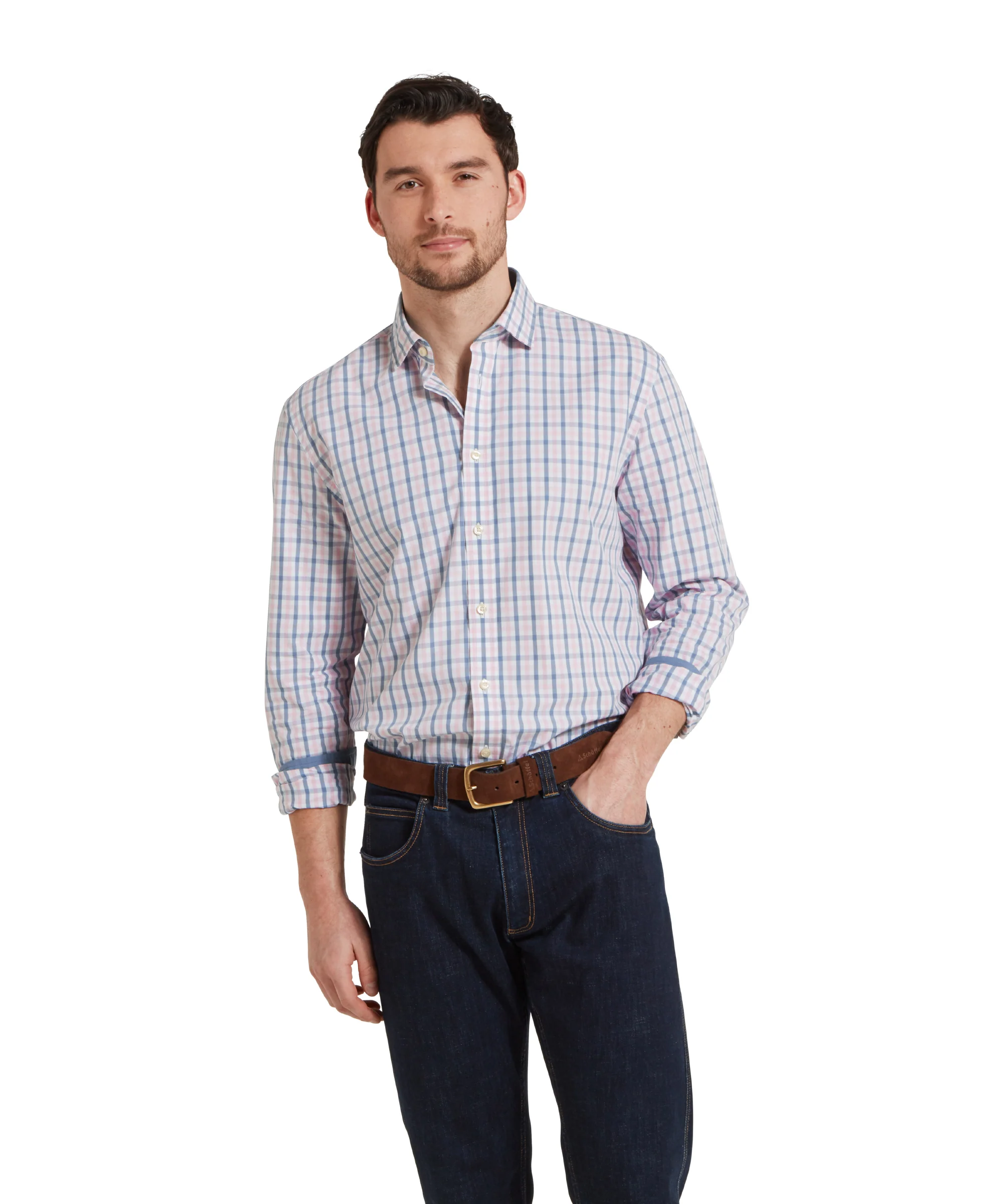 Hebden Tailored Shirt - Dark Denim/Pink - Image 2
