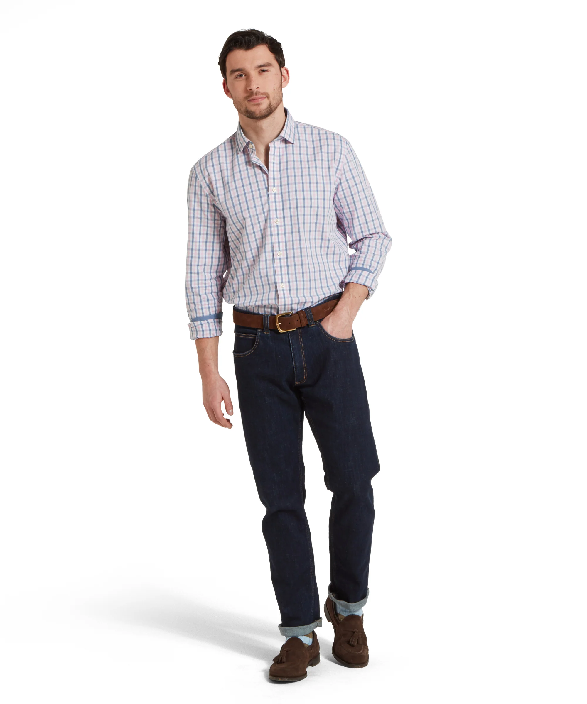 Hebden Tailored Shirt - Dark Denim/Pink - Image 3