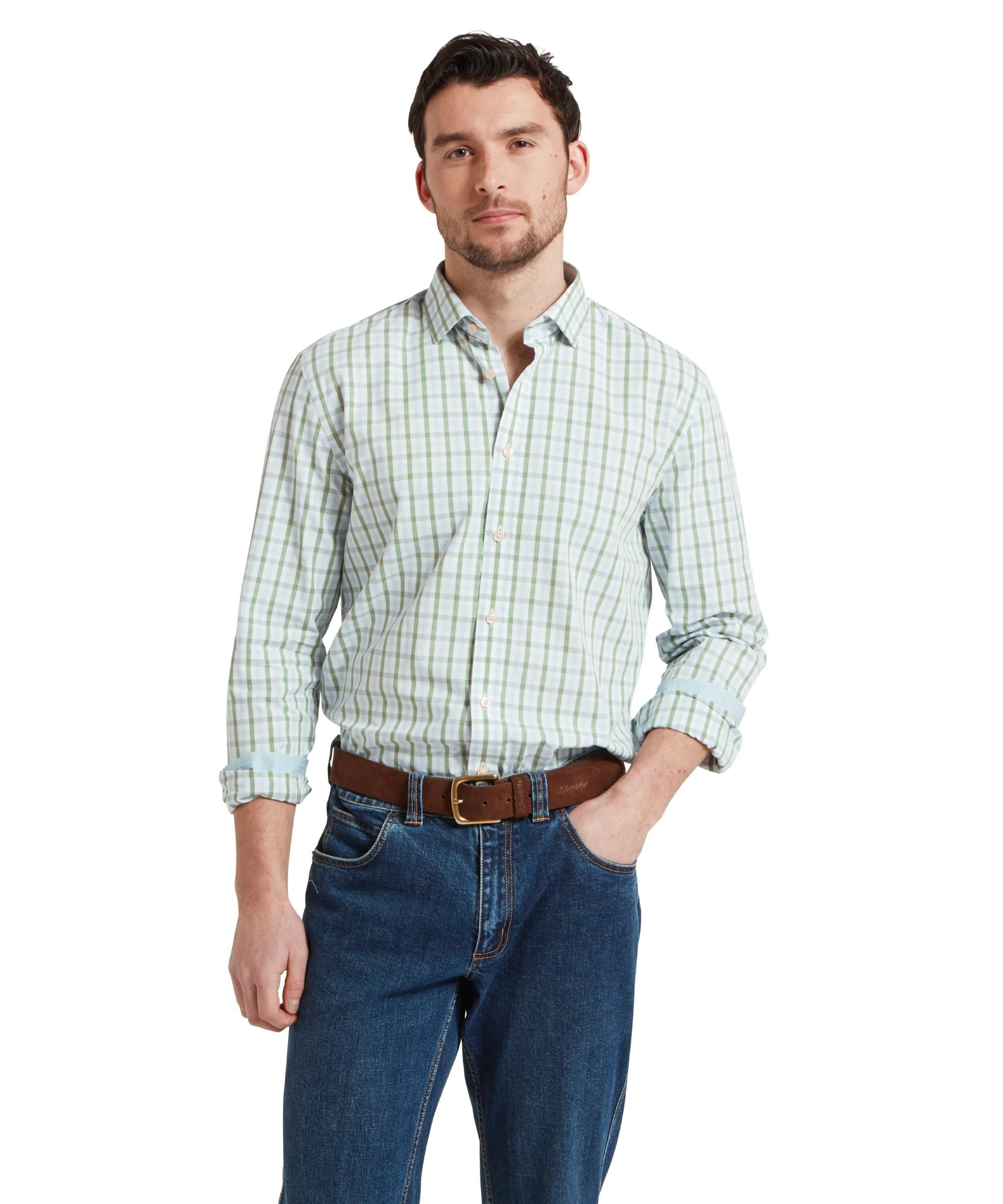 Hebden Tailored Shirt - Green/Blue - Image 2