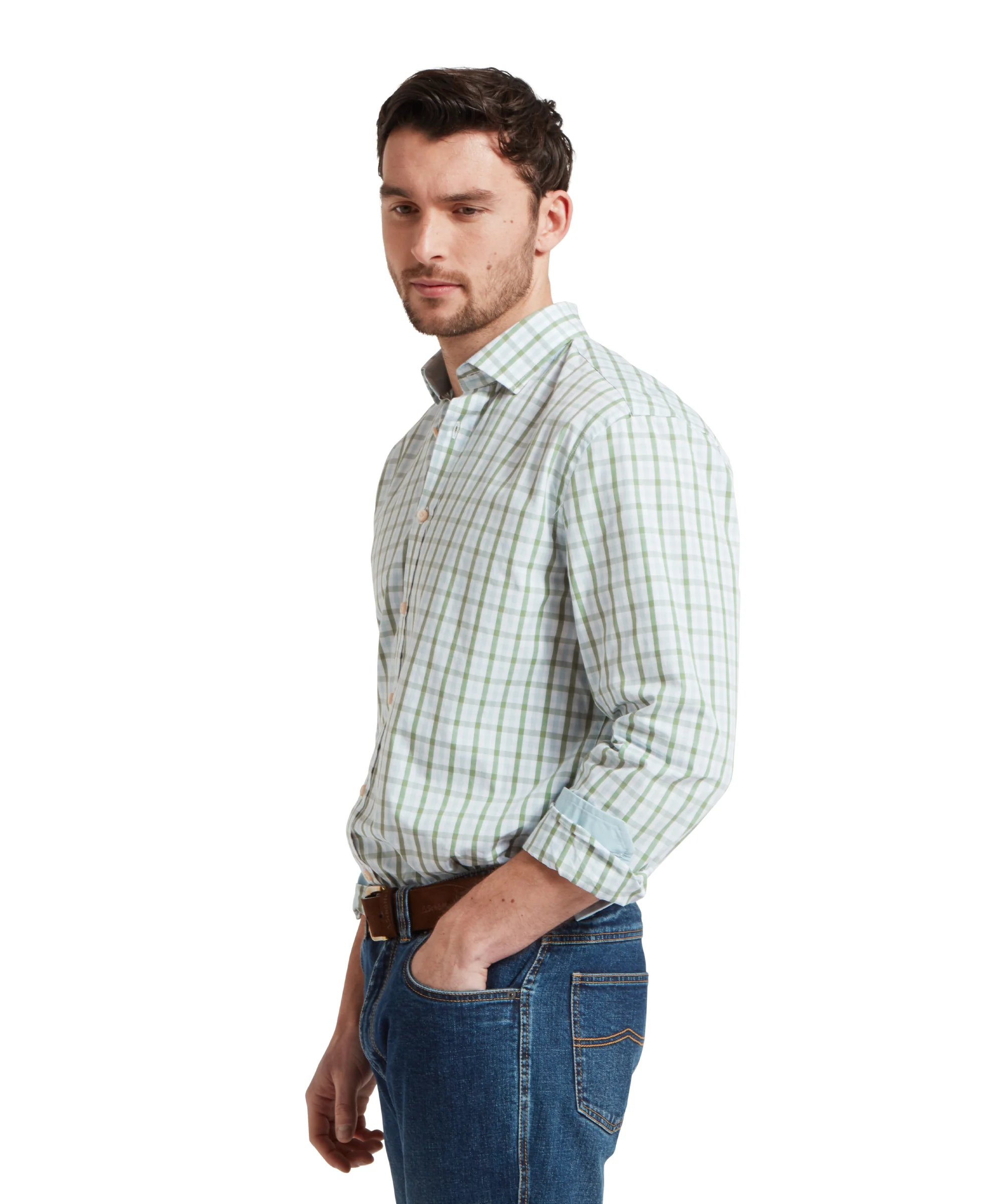 Hebden Tailored Shirt - Green/Blue - Image 4