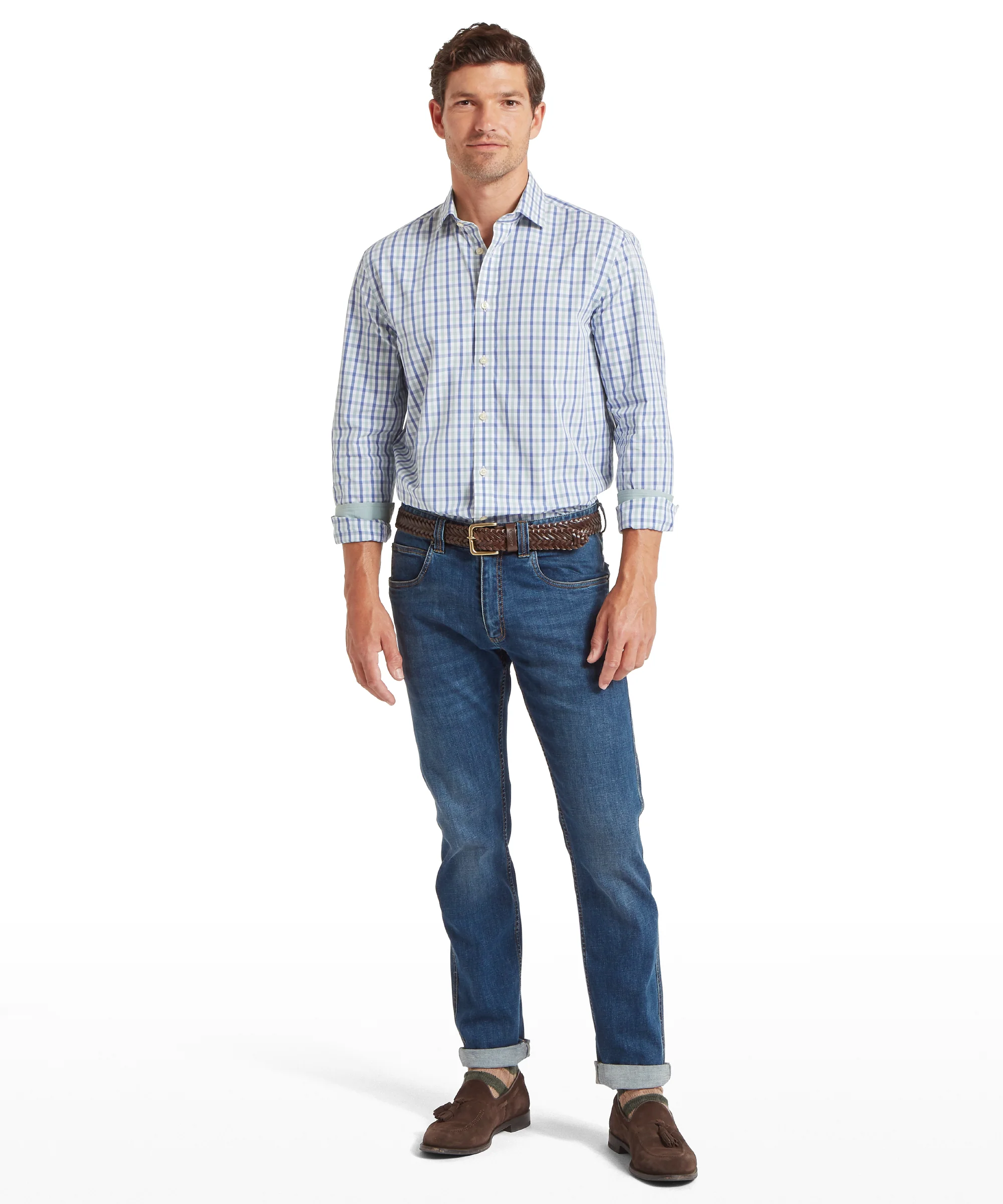 Hebden Tailored Shirt - Mist Blue/Vintage Indigo Check - Image 3