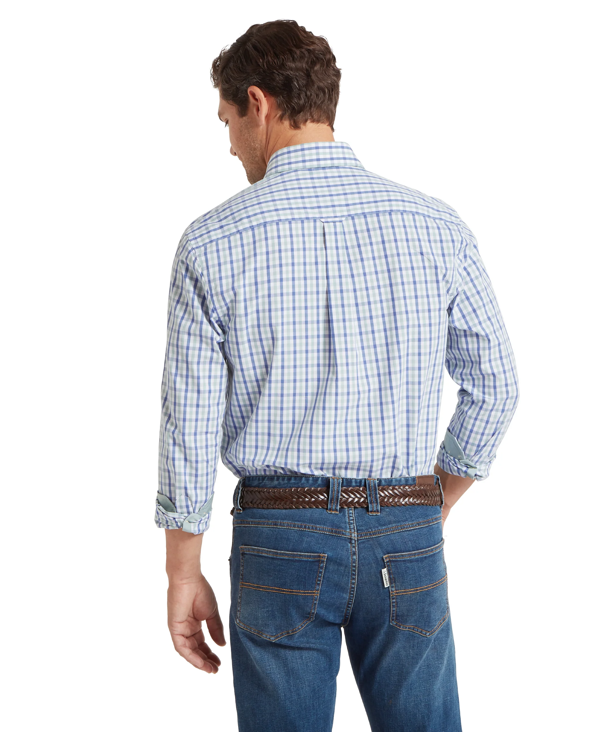 Hebden Tailored Shirt - Mist Blue/Vintage Indigo Check - Image 5