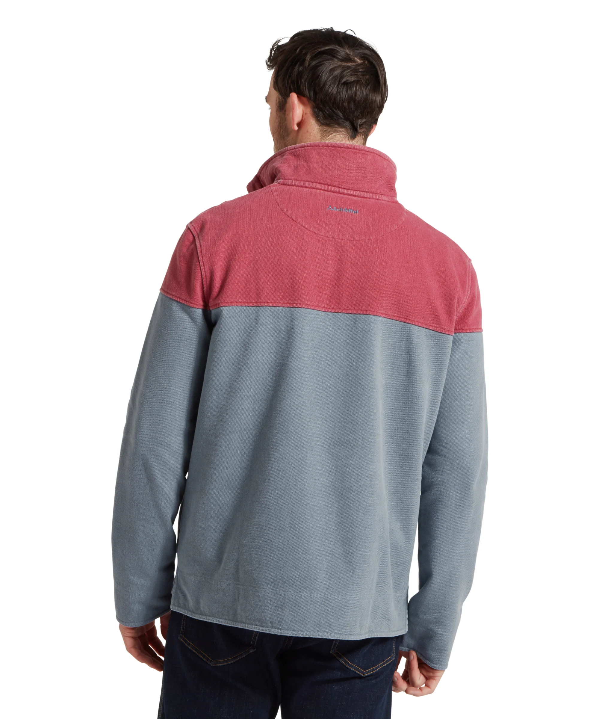 Helford Heritage Quarter Zip Sweatshirt - Slate Red/Dark Pigeon Blue - Image 5