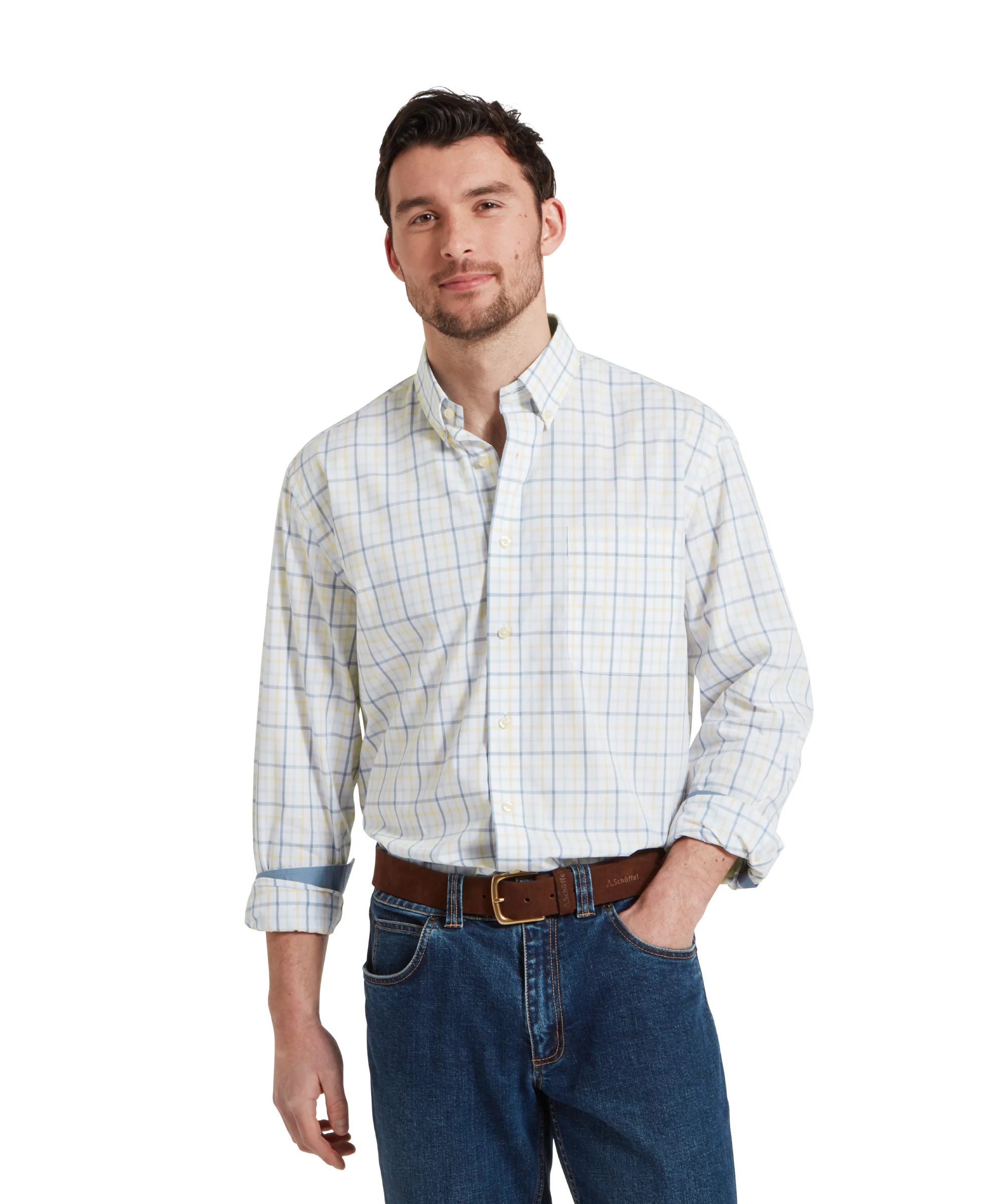 Holkham Classic Shirt - Blue/Pastel Peach - Image 2