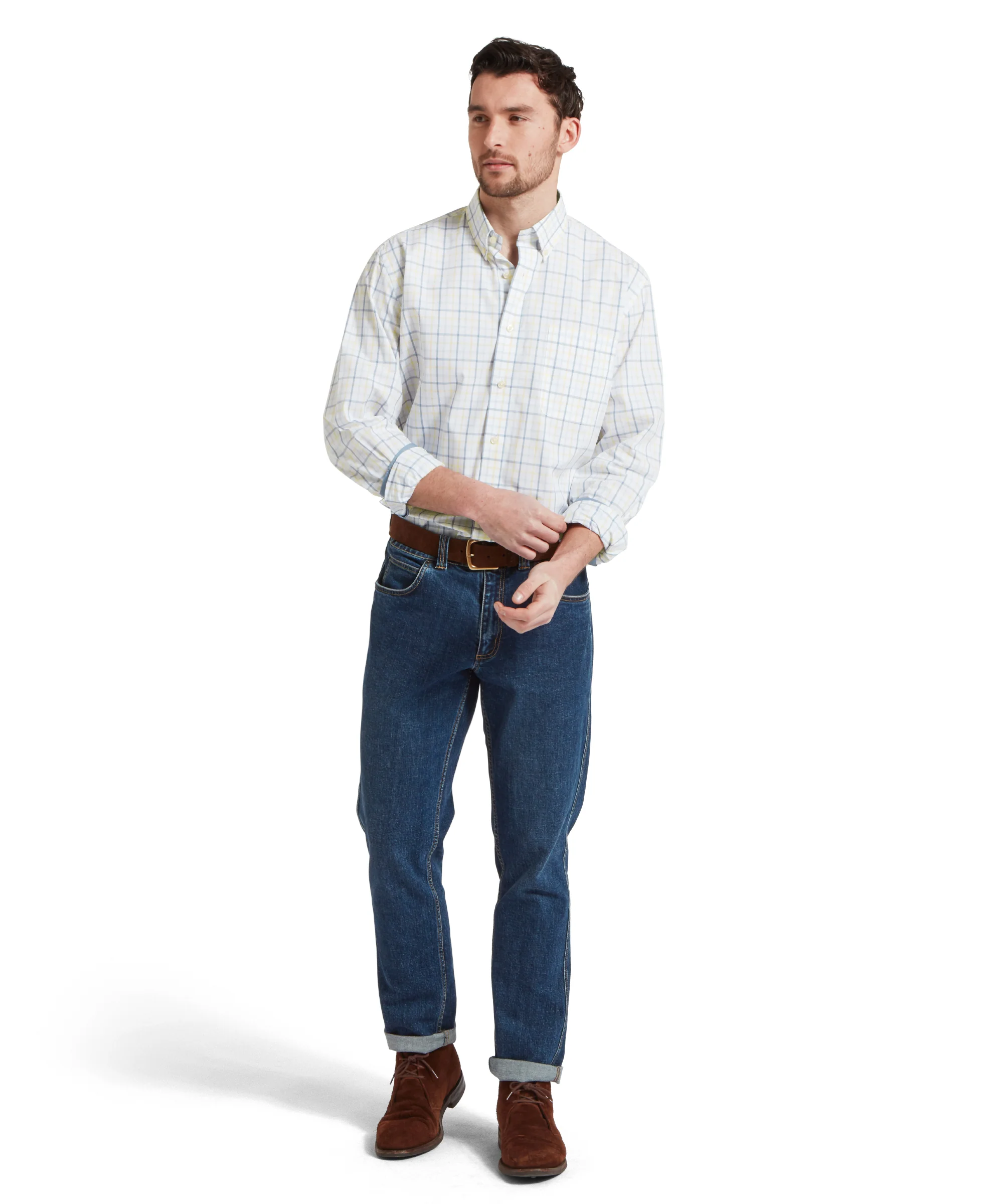 Holkham Classic Shirt - Blue/Pastel Peach - Image 3