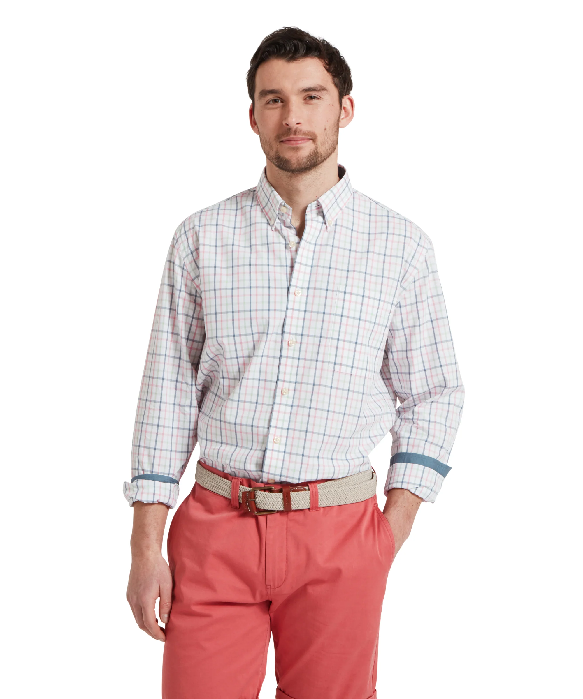 Holkham Classic Shirt - Dark Pigeon Blue/Mauve Red - Image 2