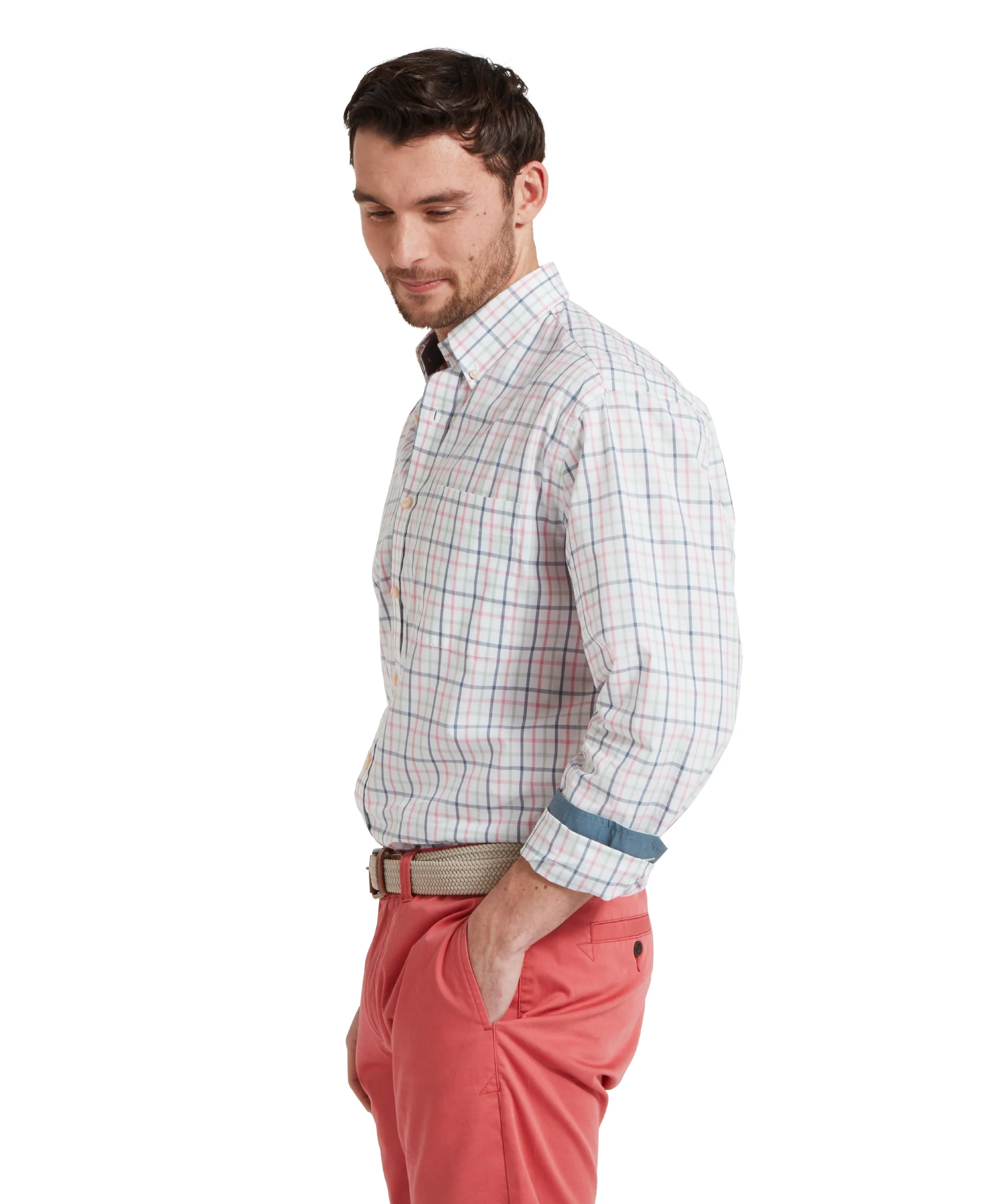 Holkham Classic Shirt - Dark Pigeon Blue/Mauve Red - Image 4
