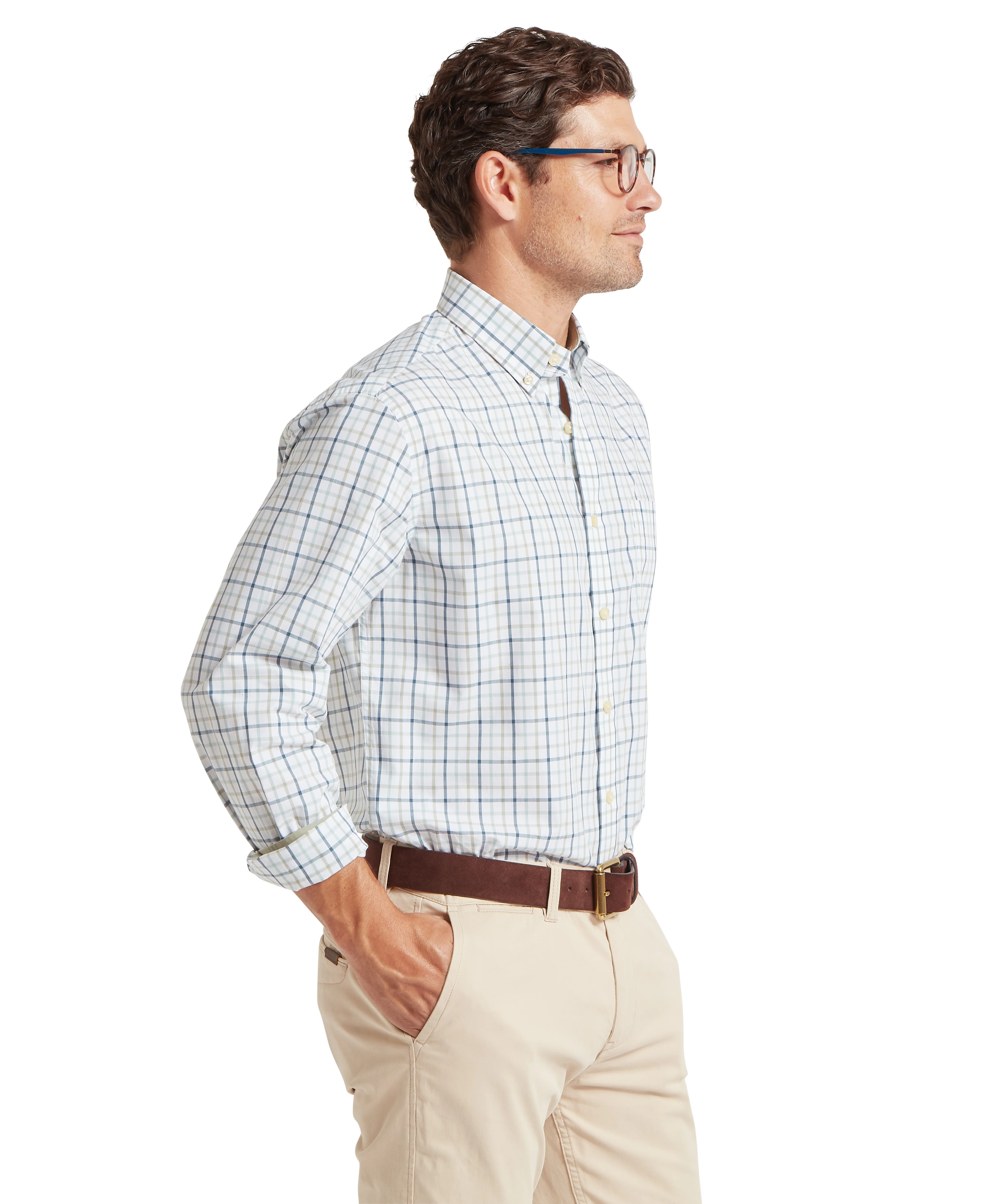 Holkham Classic Shirt - Deep Ocean Blue/Agave Green - Image 3
