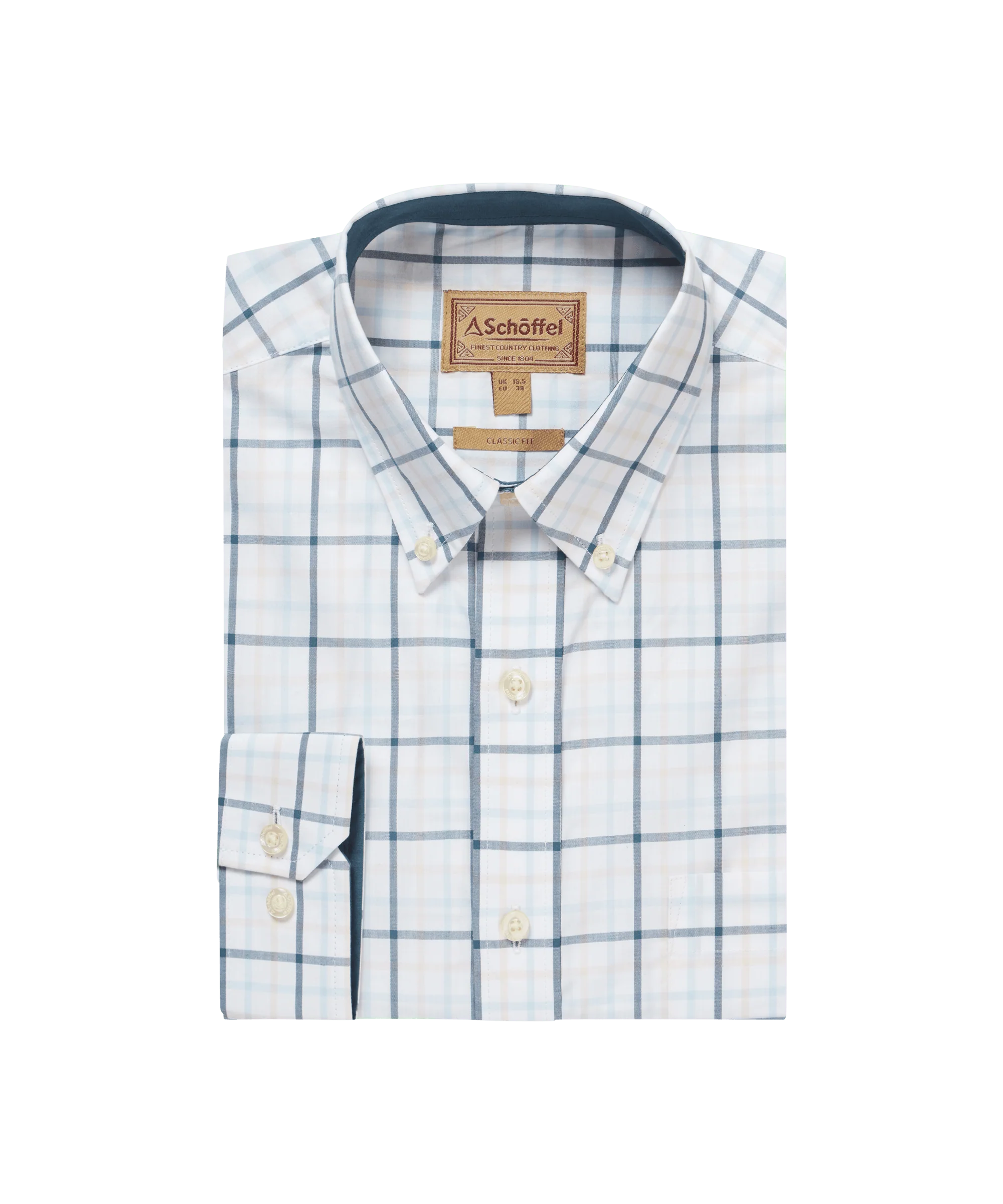 Holkham Classic Shirt - Deep Ocean Blue/Coral Peach