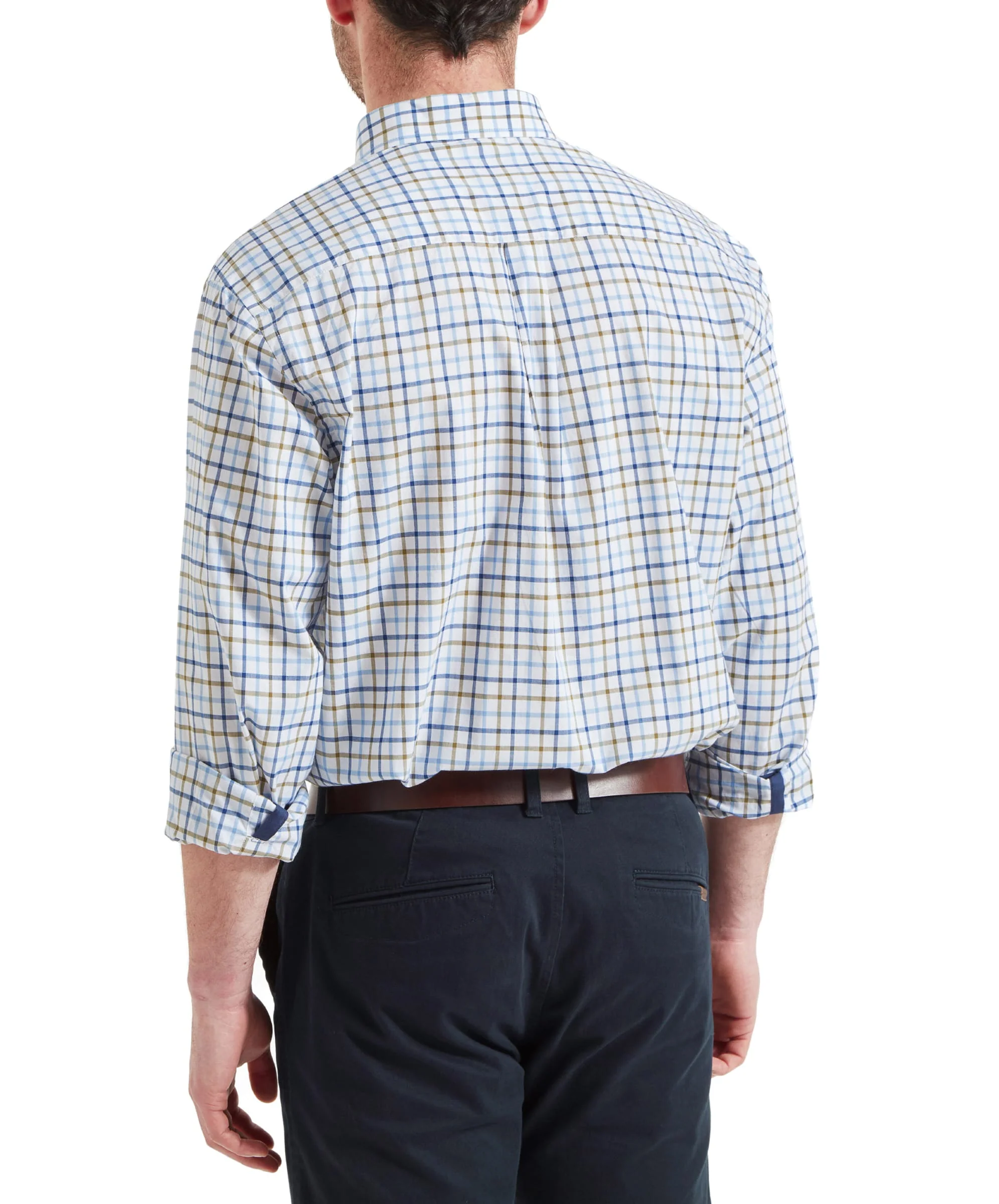 Holkham Classic Shirt - French Navy/Light Khaki/Sky Blue - Image 5