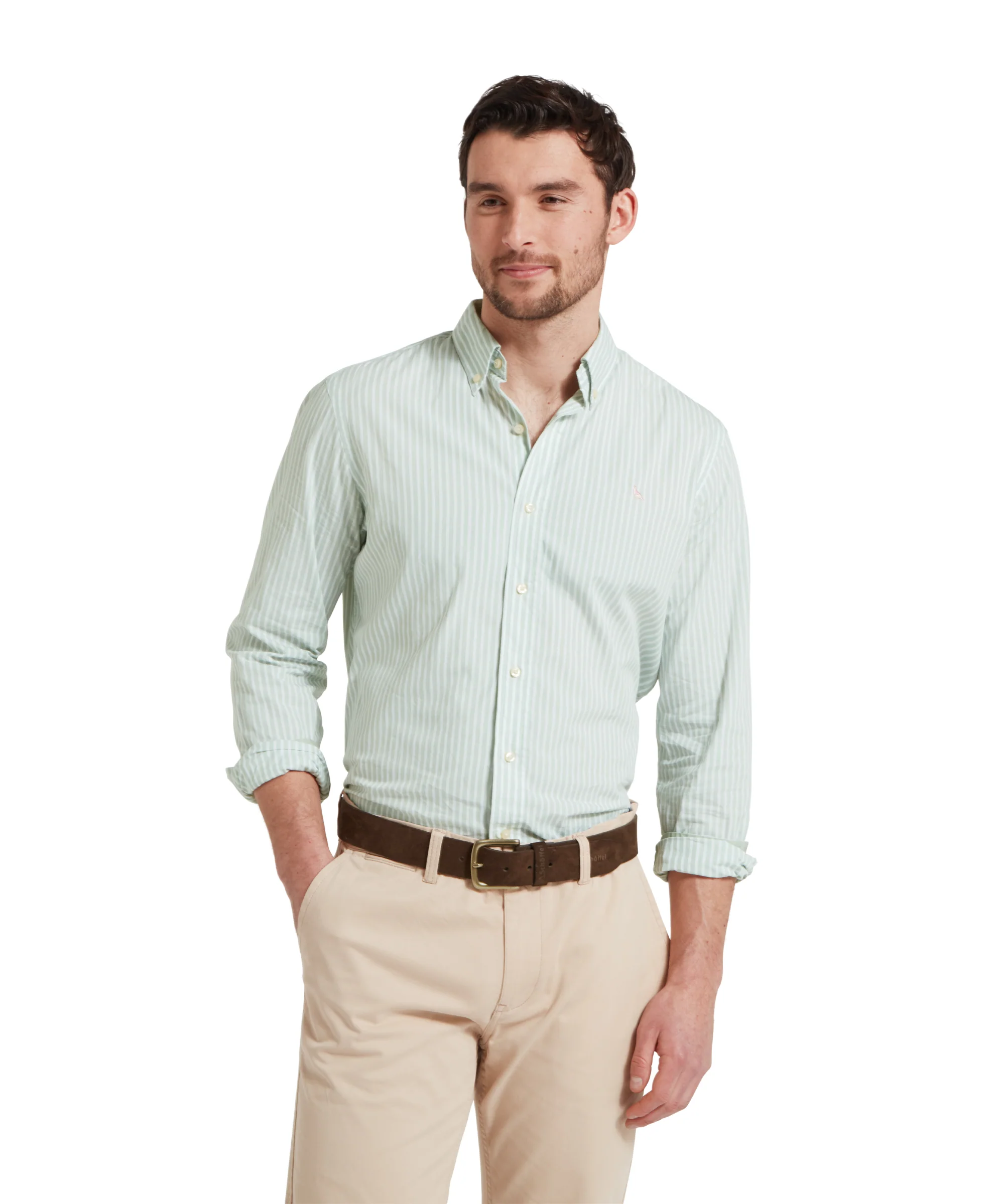 Holme Striped Shirt - Aqua Sage - Image 3