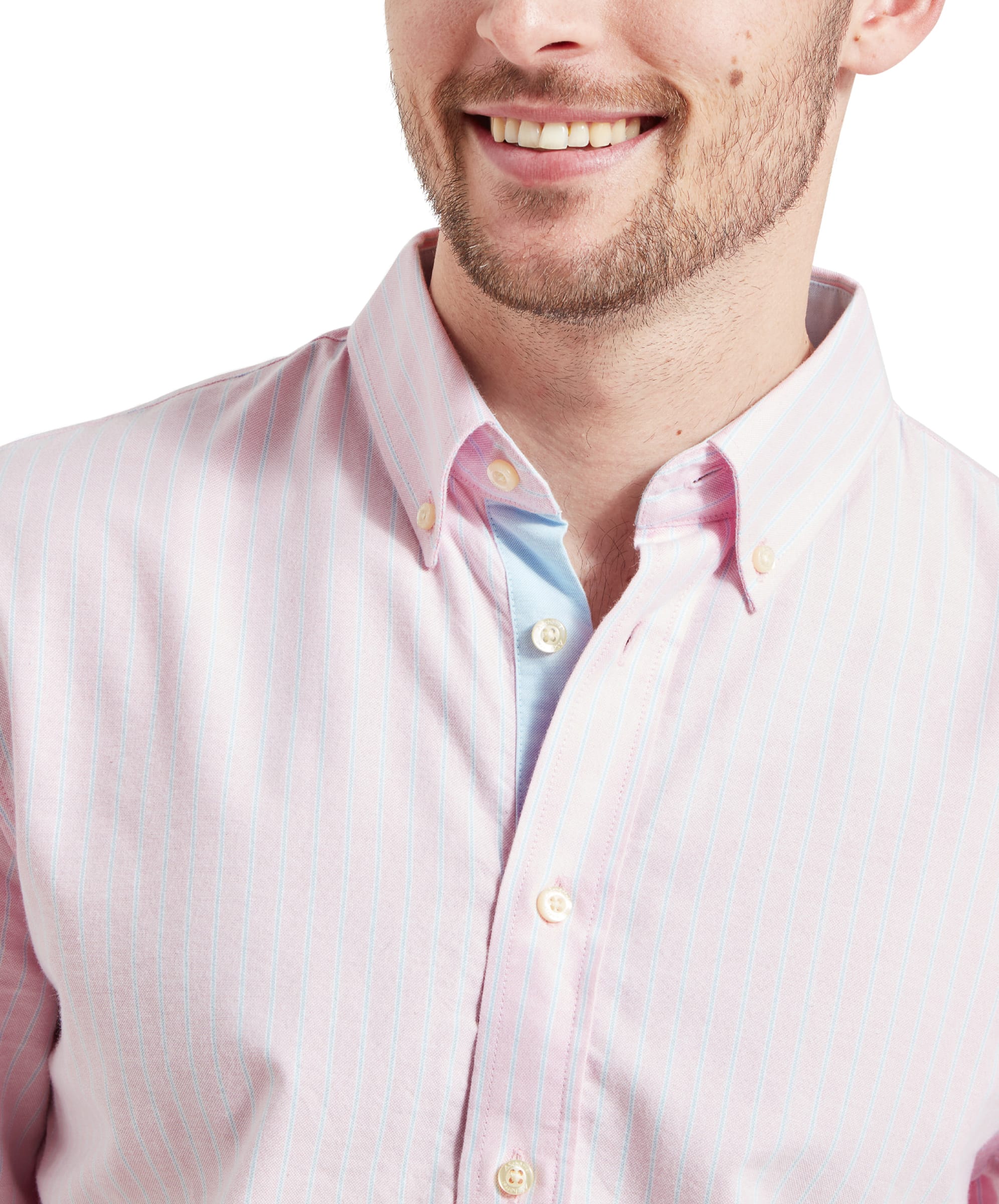 Holt Soft Oxford Tailored Shirt - Pink/Blue Stripe - Image 5