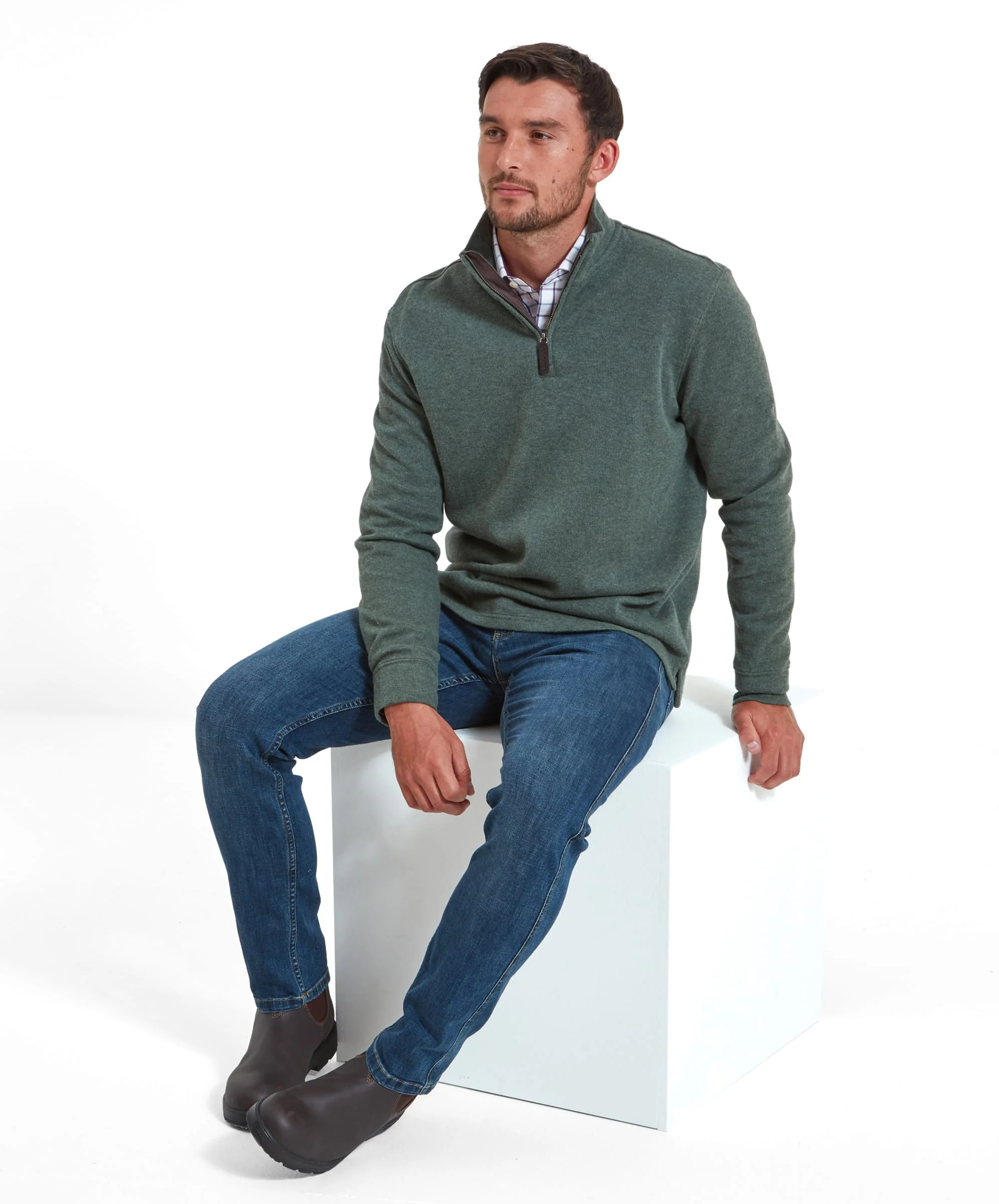 Kingsbridge Quarter Zip Jumper - Country Green - Image 2