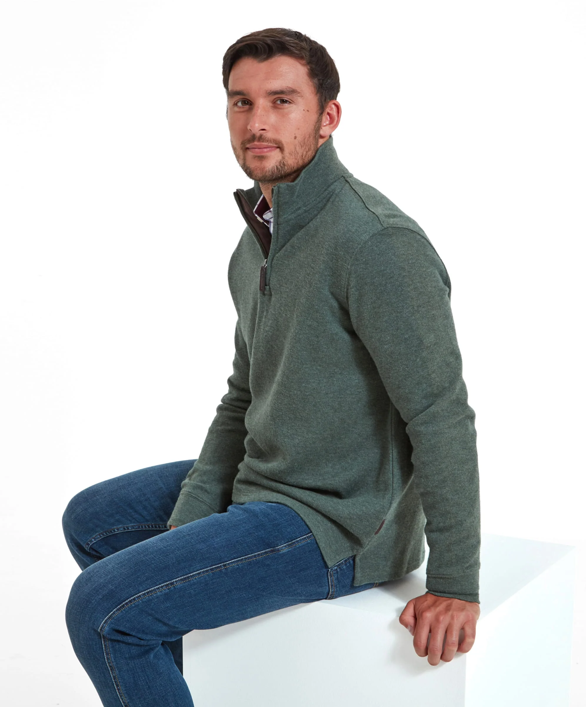 Kingsbridge Quarter Zip Jumper - Country Green - Image 3