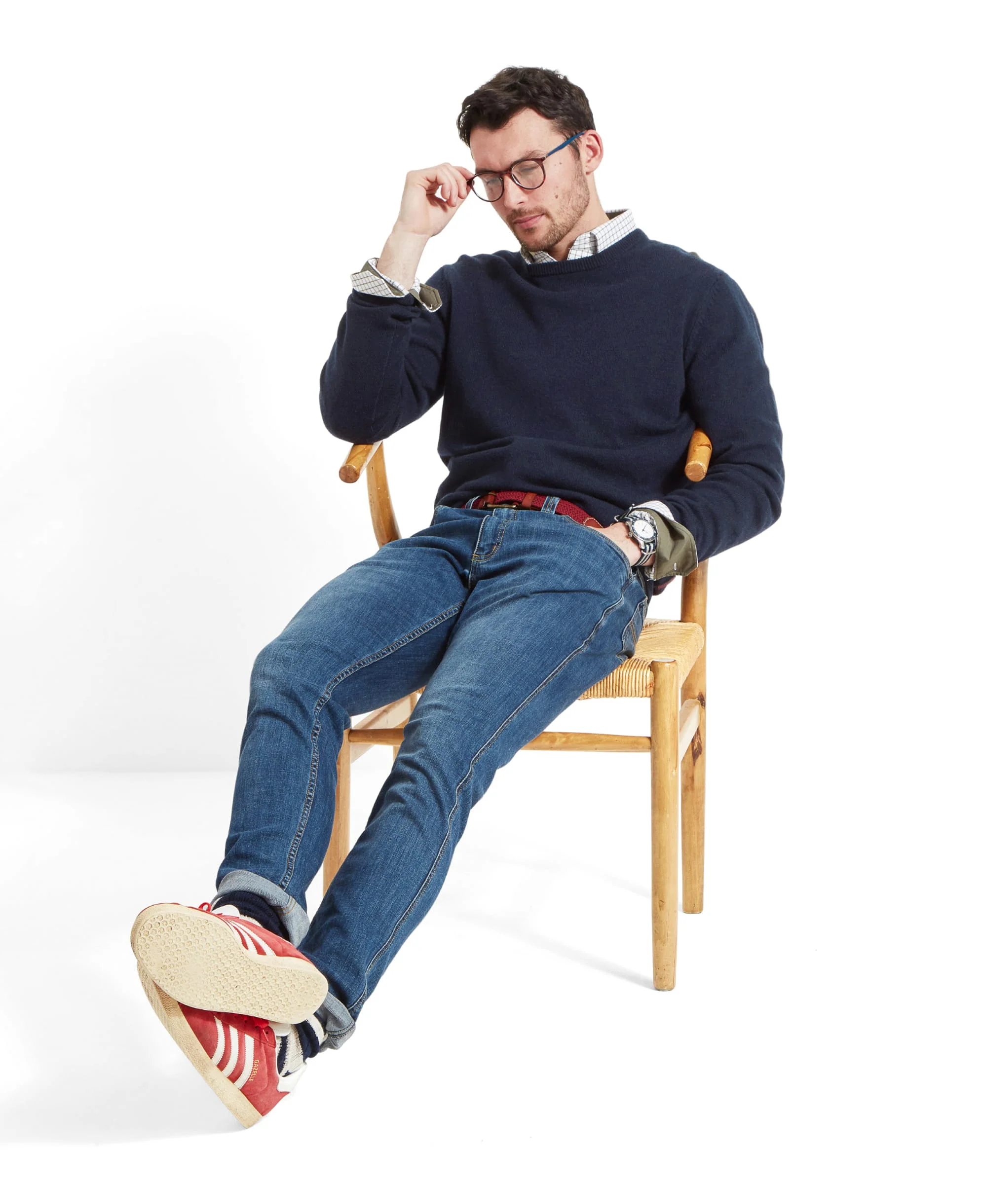 Lambswool Crew Neck - Navy - Image 3