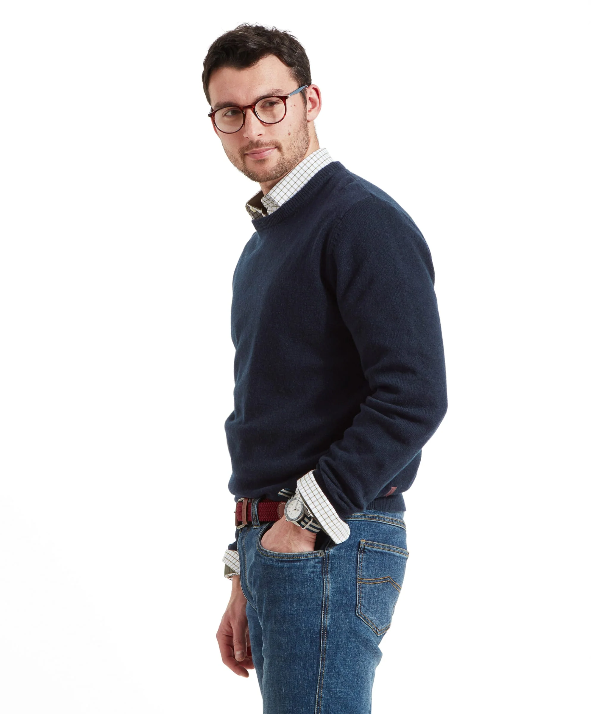 Lambswool Crew Neck - Navy - Image 4