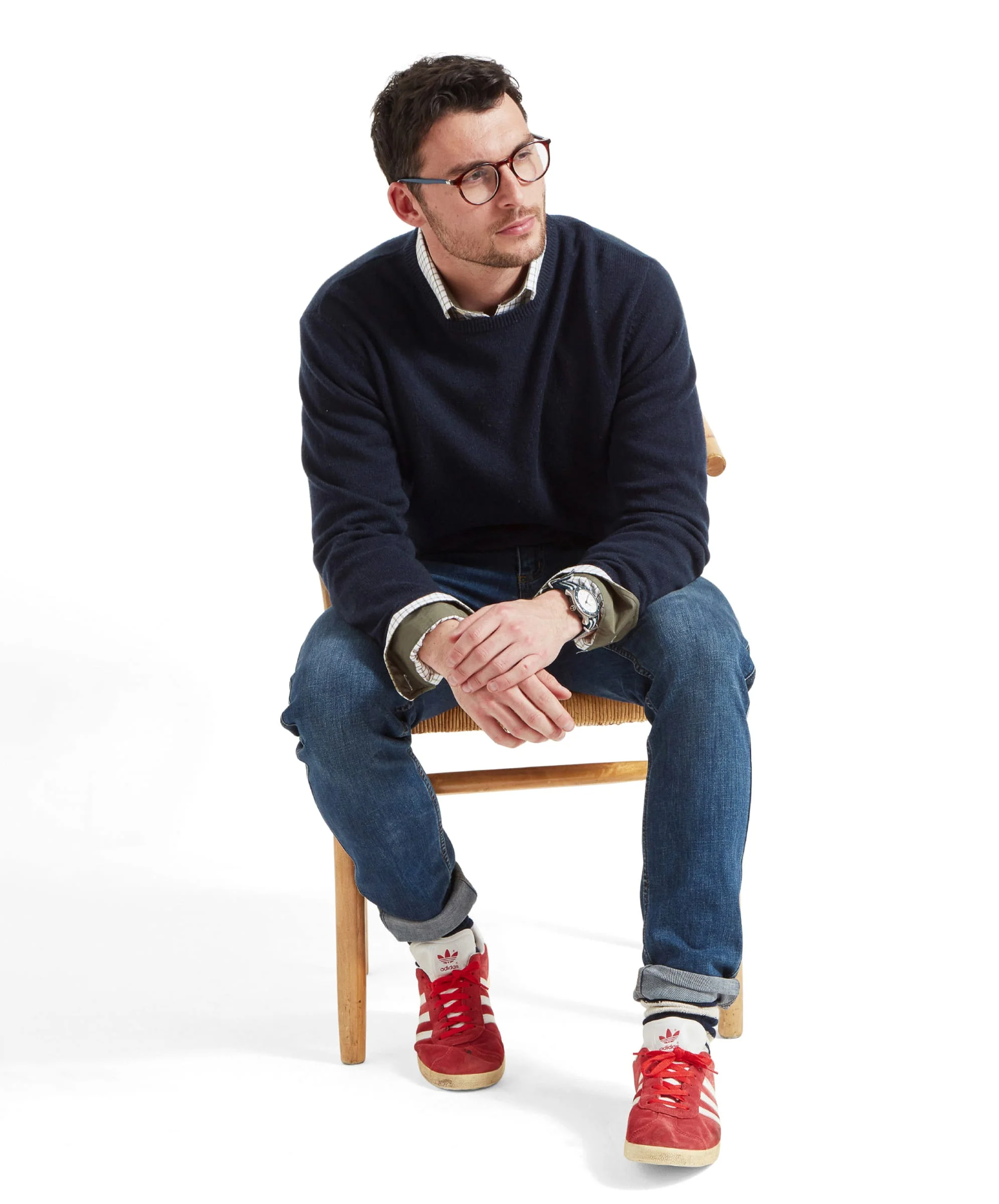 Lambswool Crew Neck - Navy - Image 7