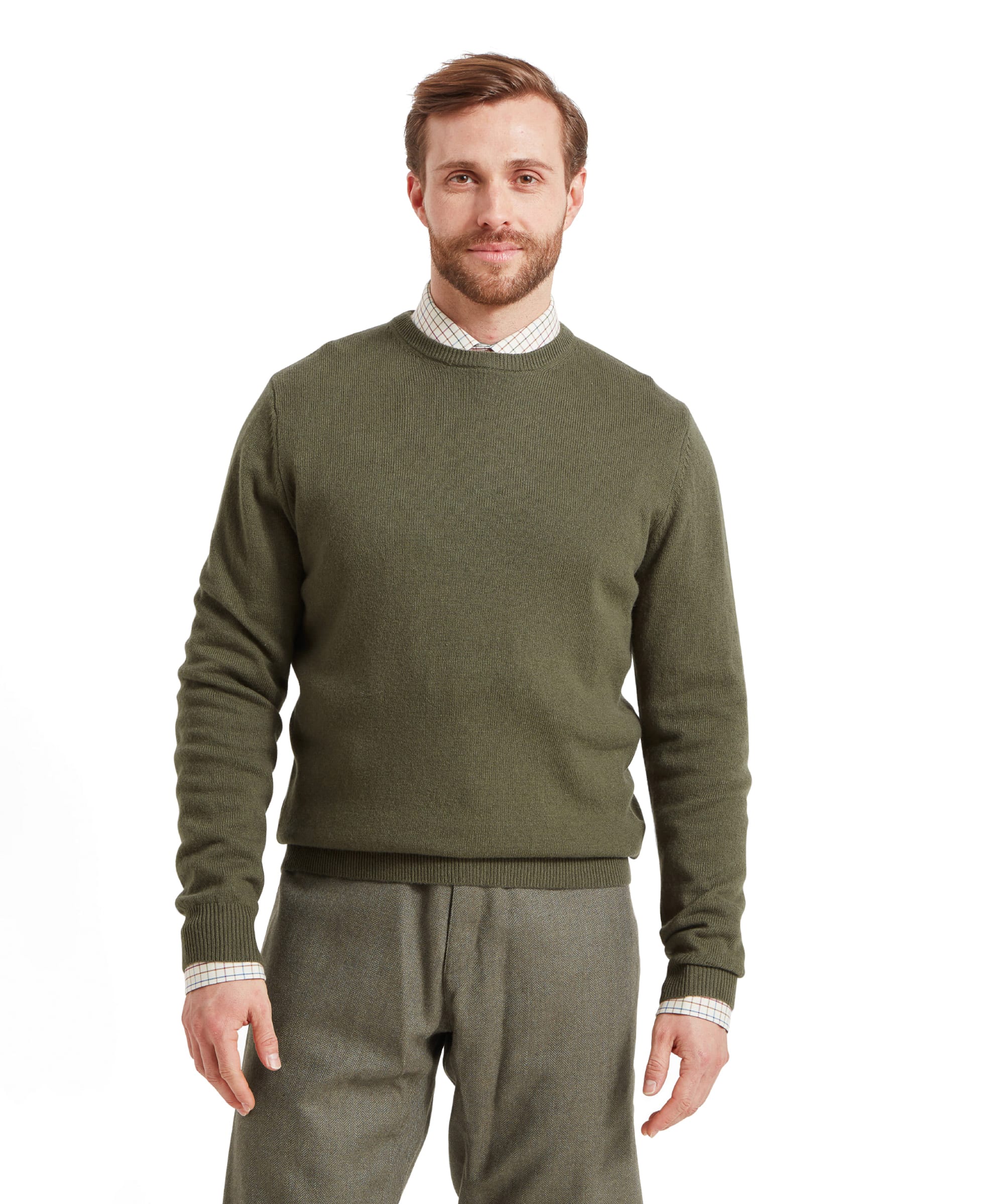 Lewis Lambswool Crew Neck Jumper - Woodland - Image 2